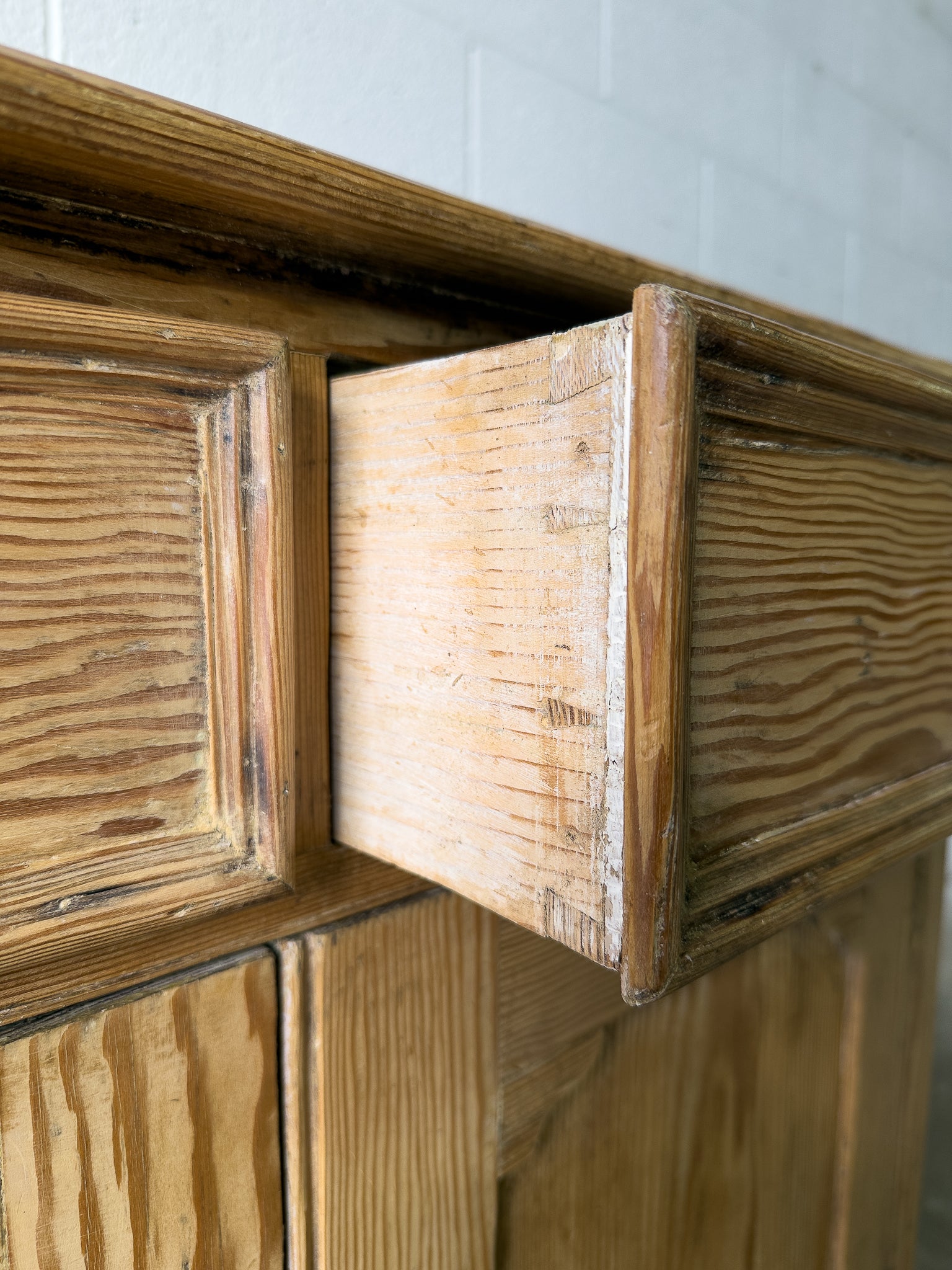 Petite antique pine sideboard with two doors