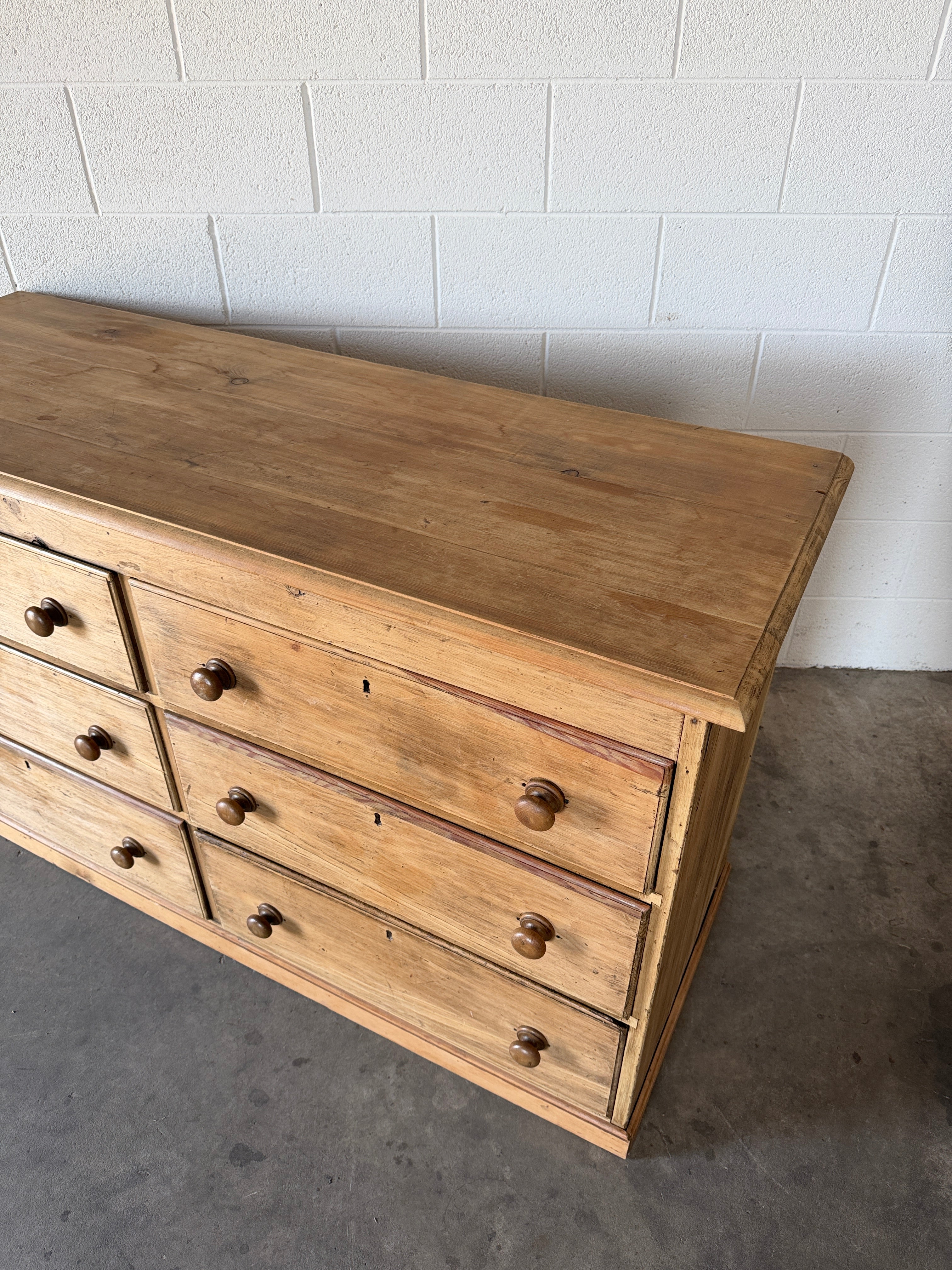 Chest of 6 English pine drawers