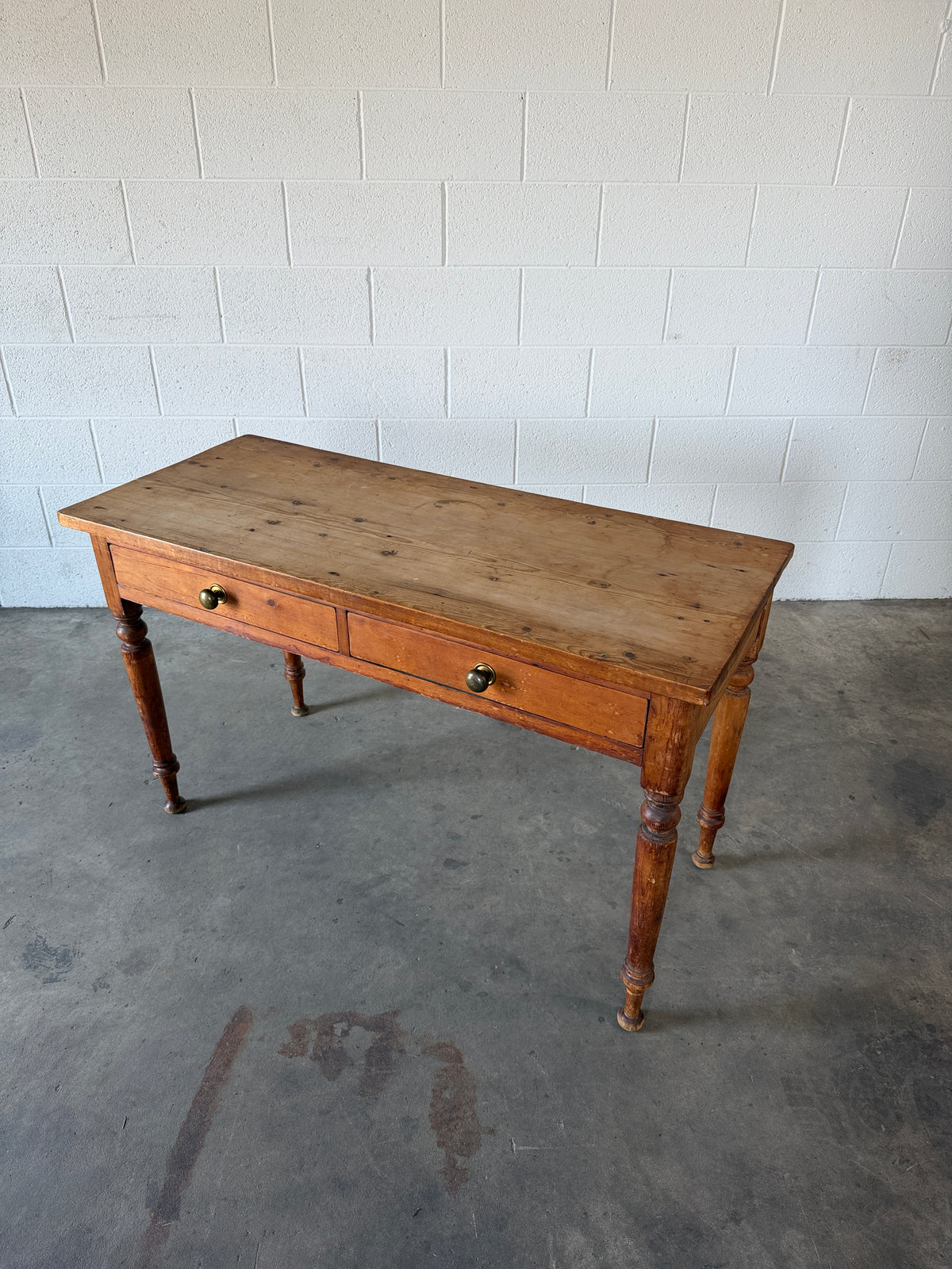 English Pine Side Table with Faux Drawers