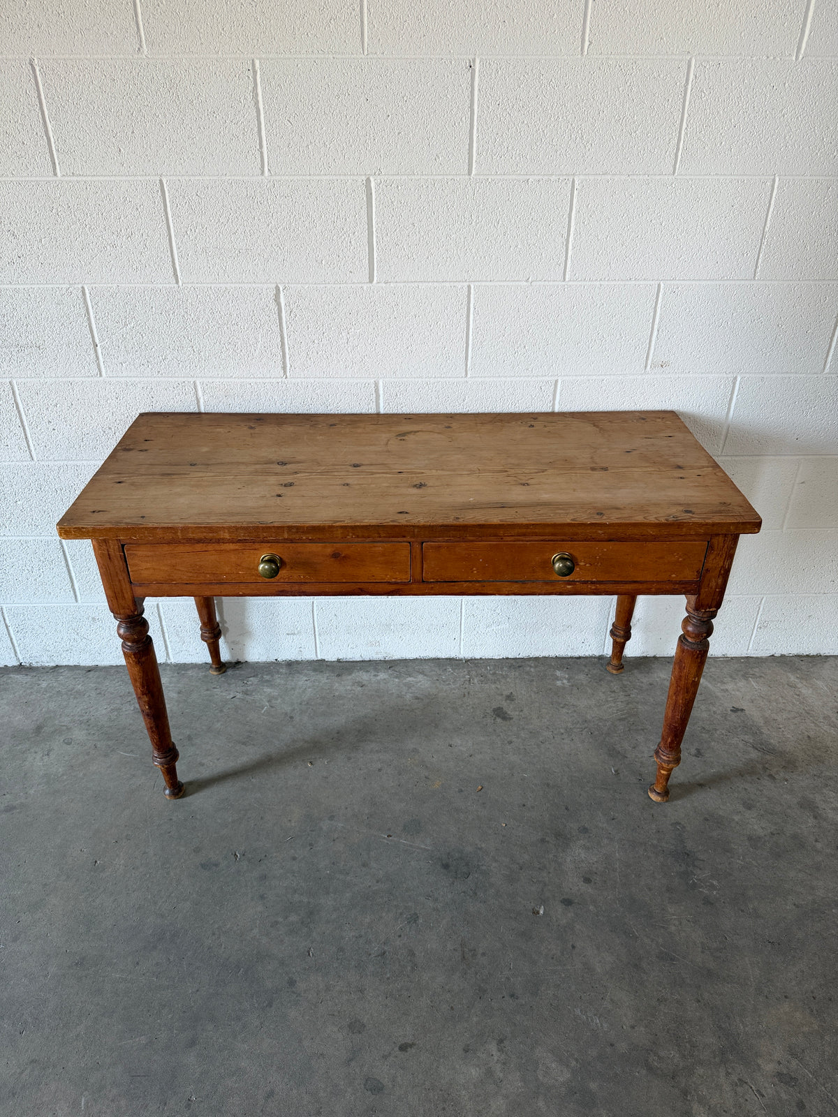 English Pine Side Table with Faux Drawers