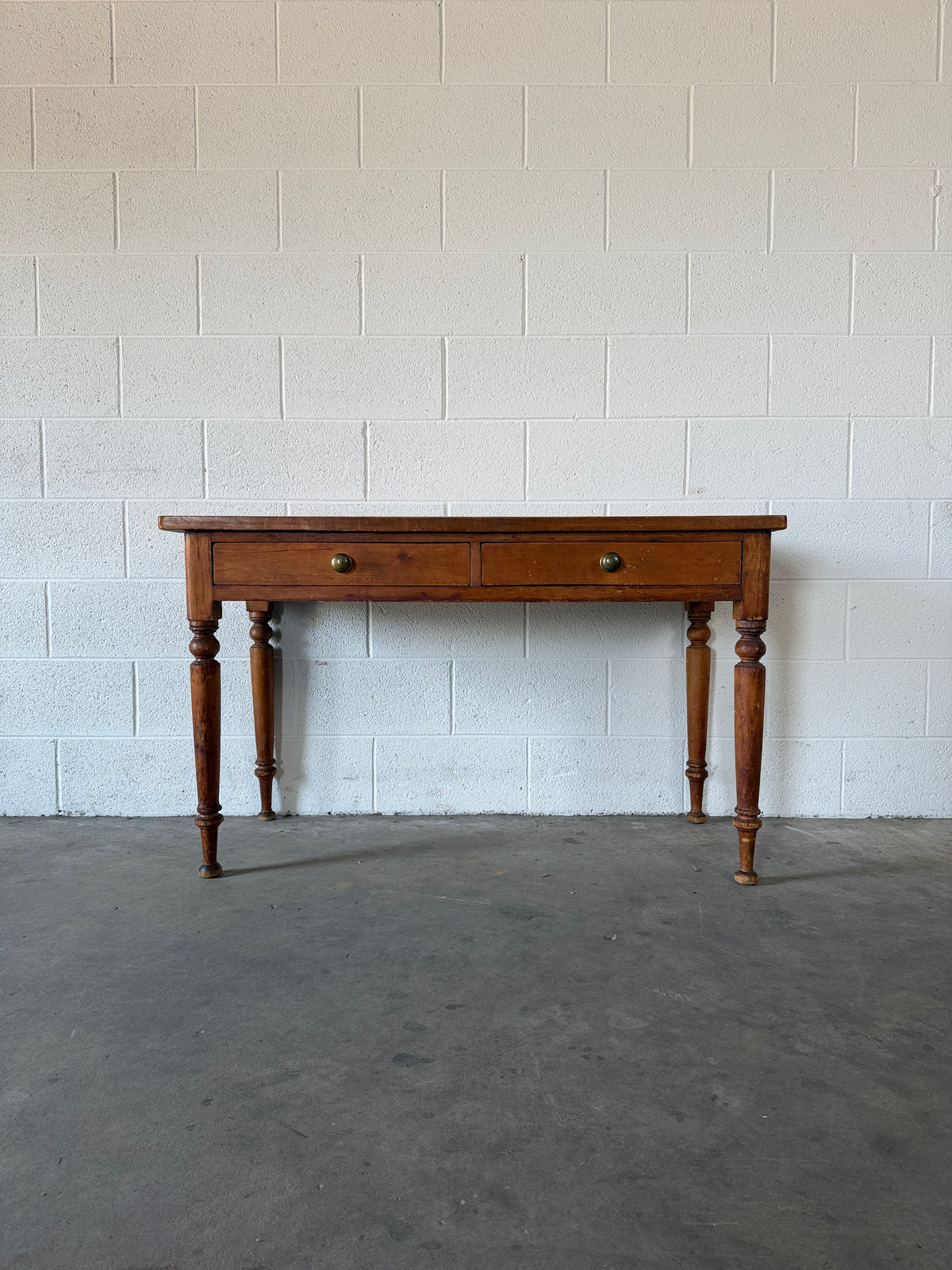 English Pine Side Table with Faux Drawers