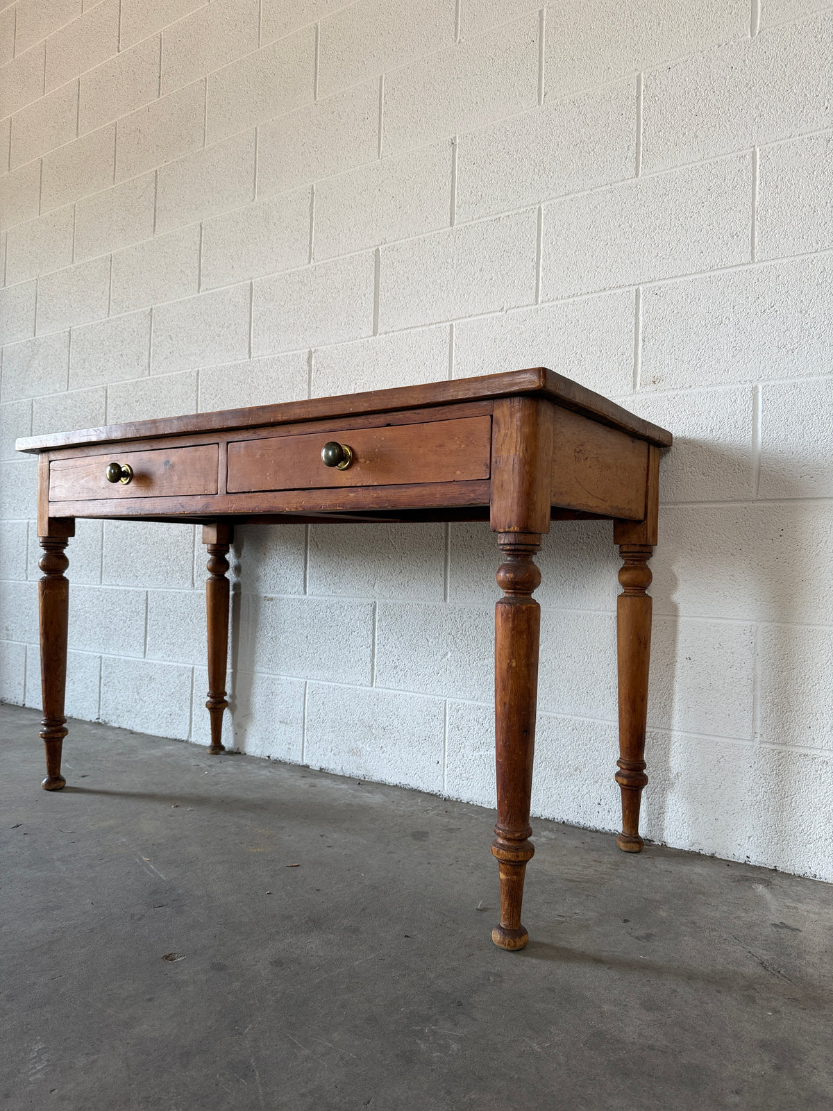 English Pine Side Table with Faux Drawers