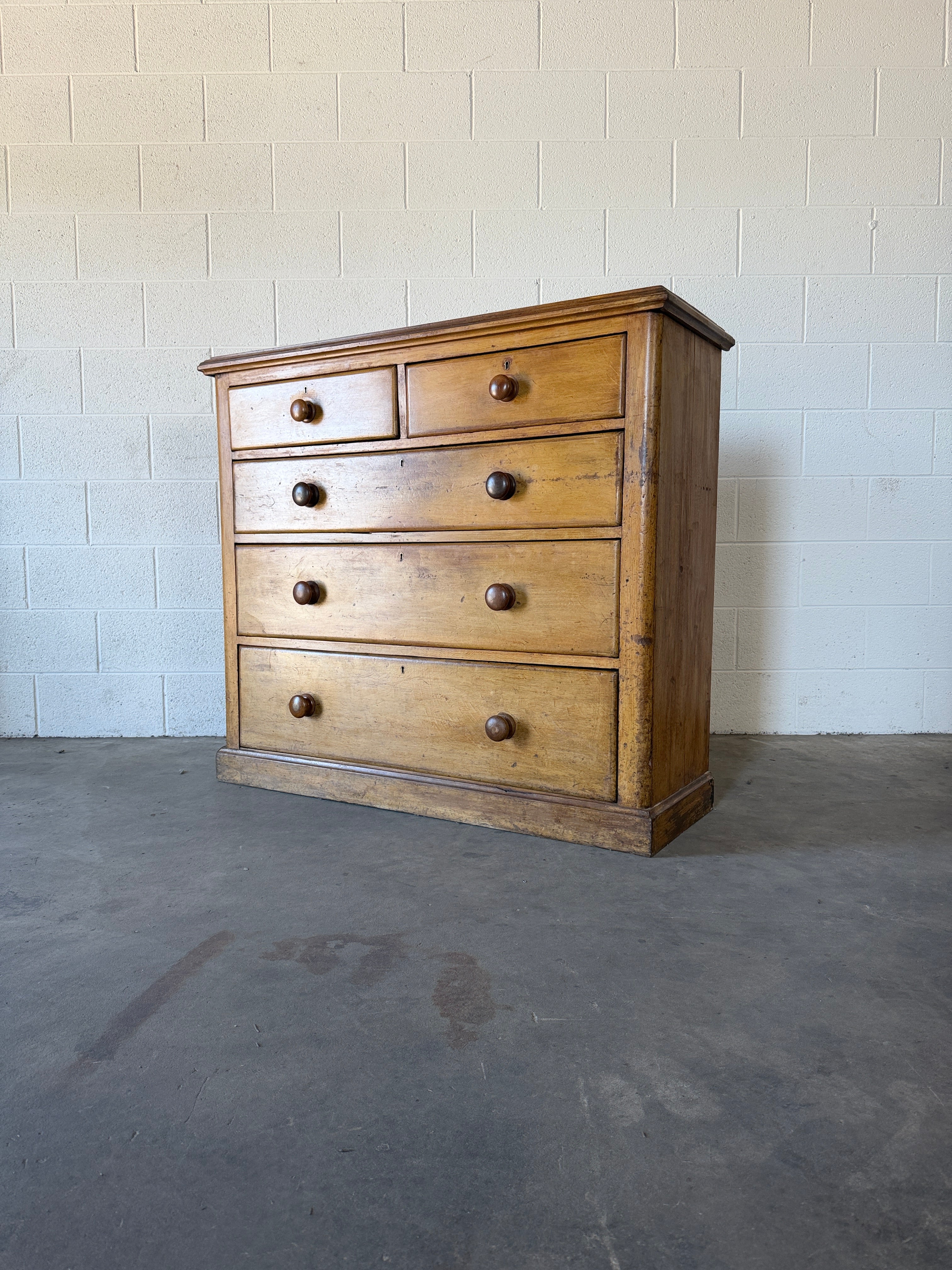 Antique English pine dresser or chest of drawers