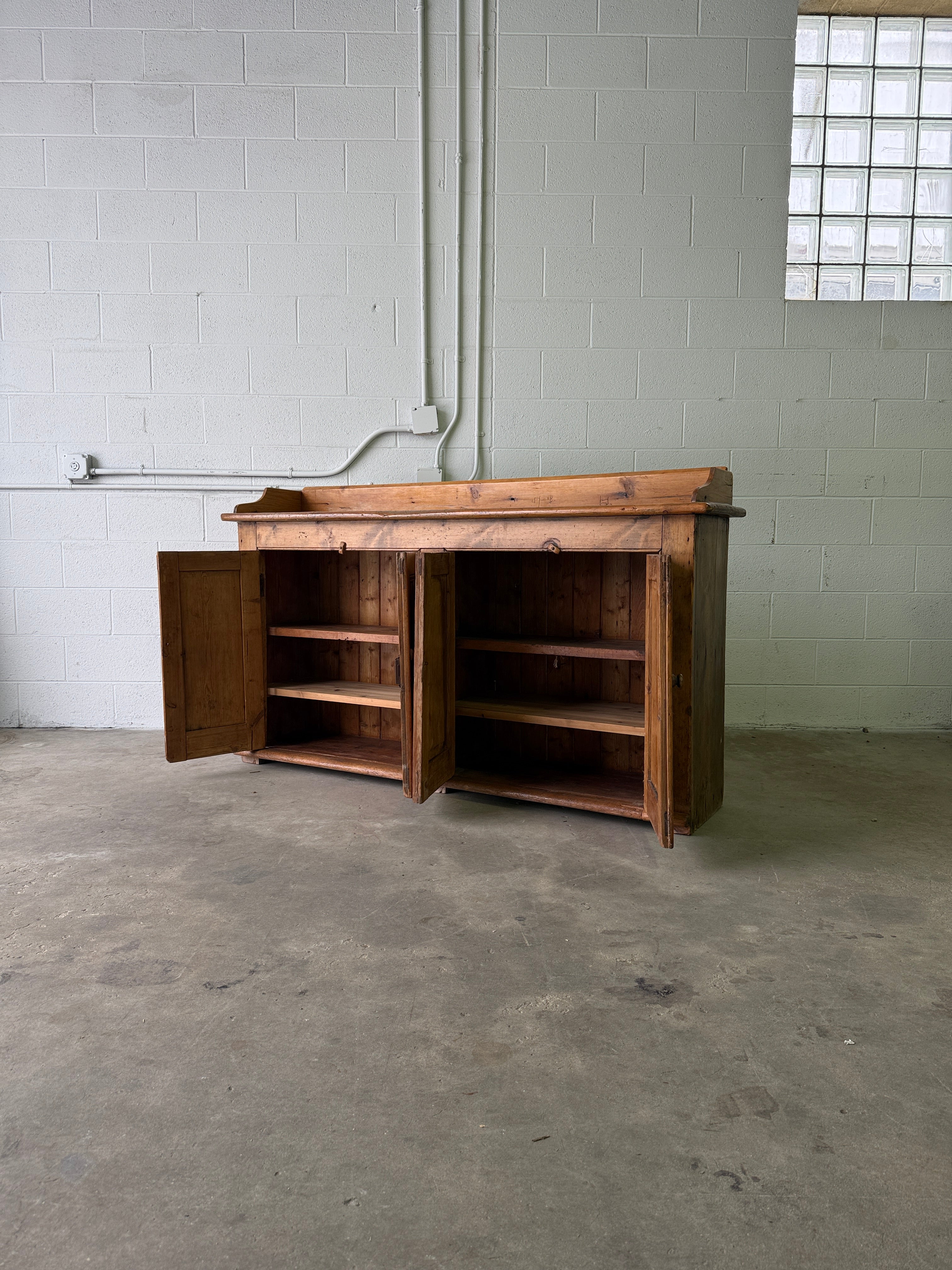 Antique pine sideboard with gallery back