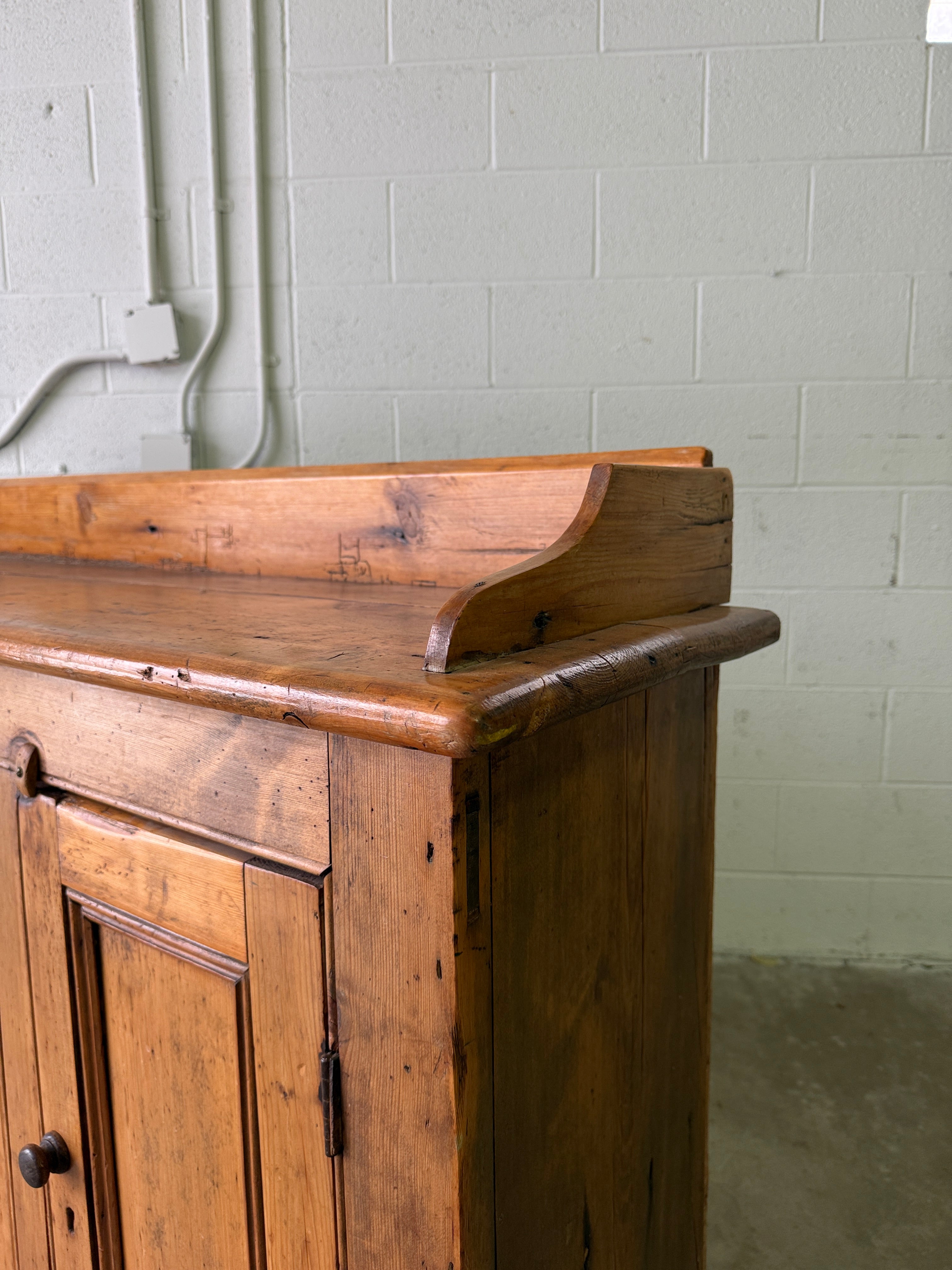 Antique pine sideboard with gallery back