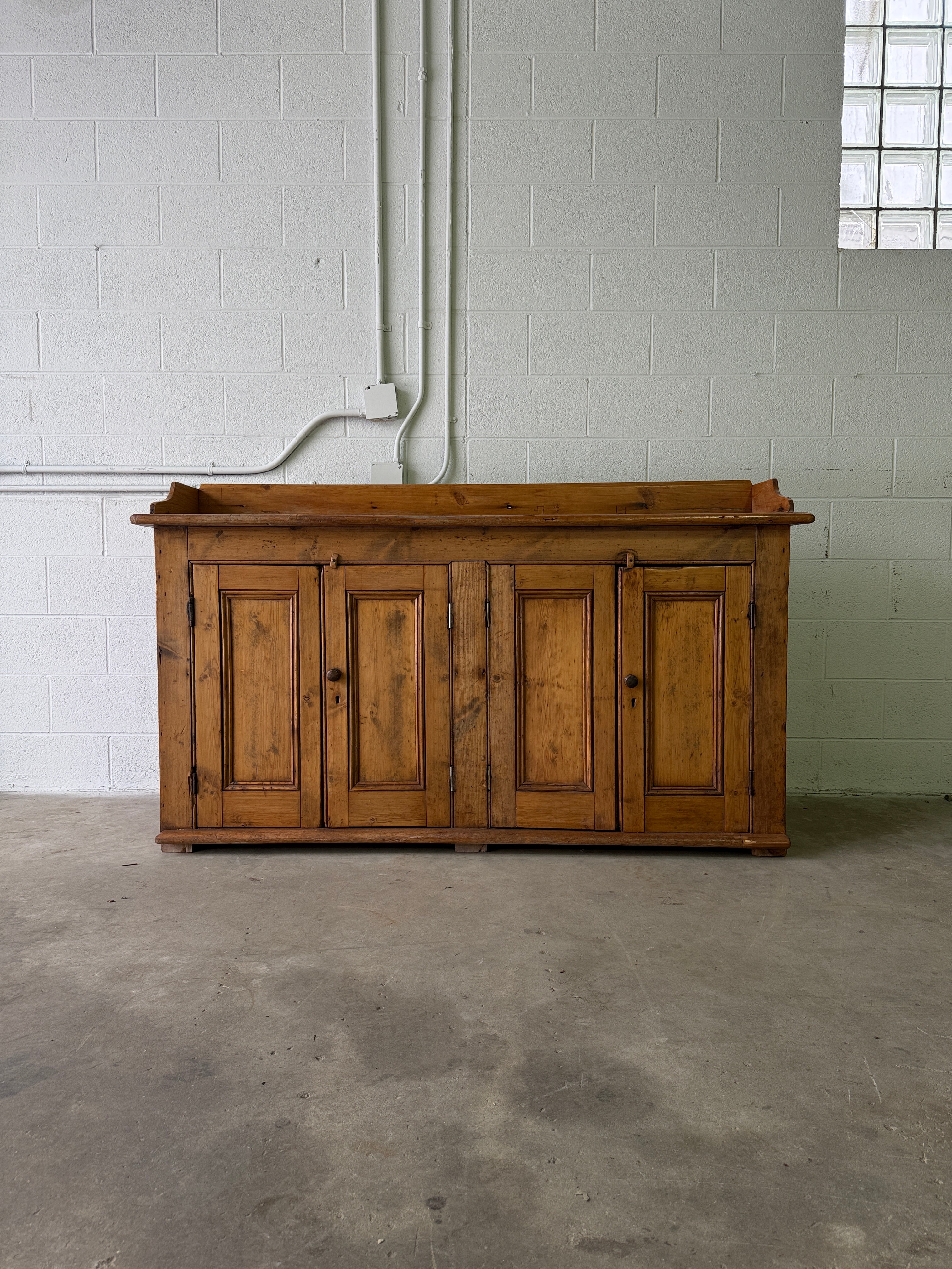 Antique pine sideboard with gallery back