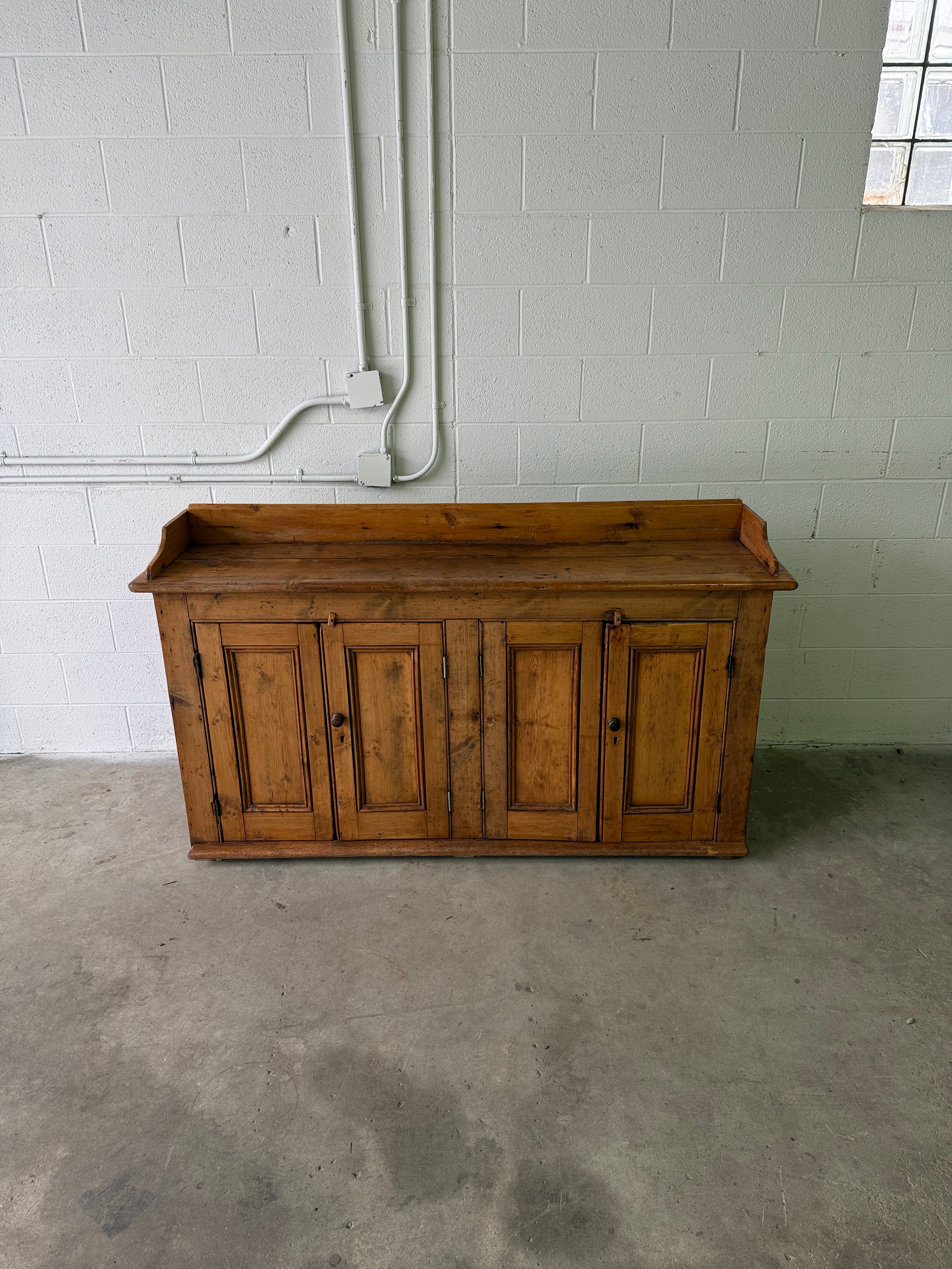 Antique pine sideboard with gallery back