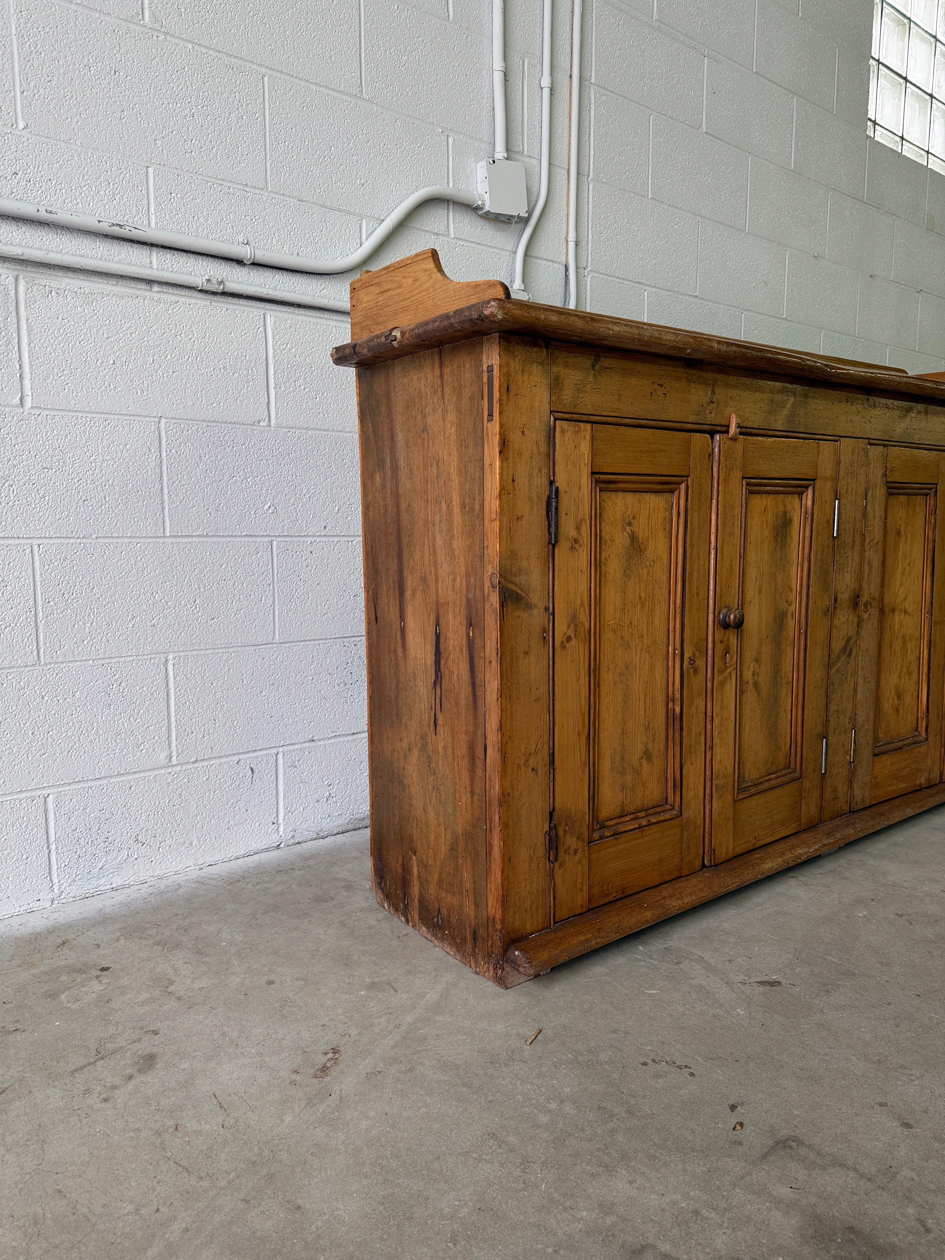 Antique pine sideboard with gallery back