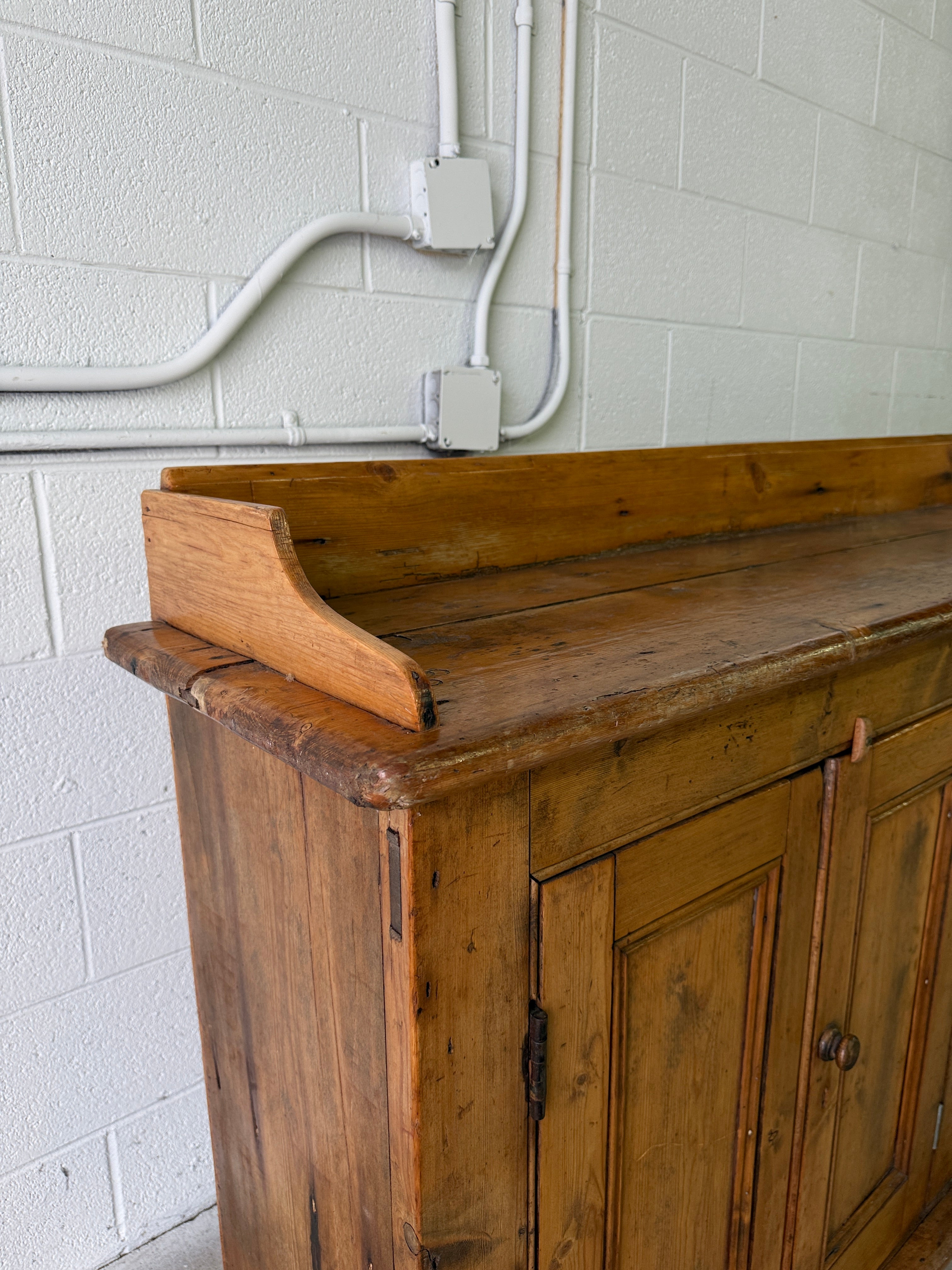 Antique pine sideboard with gallery back