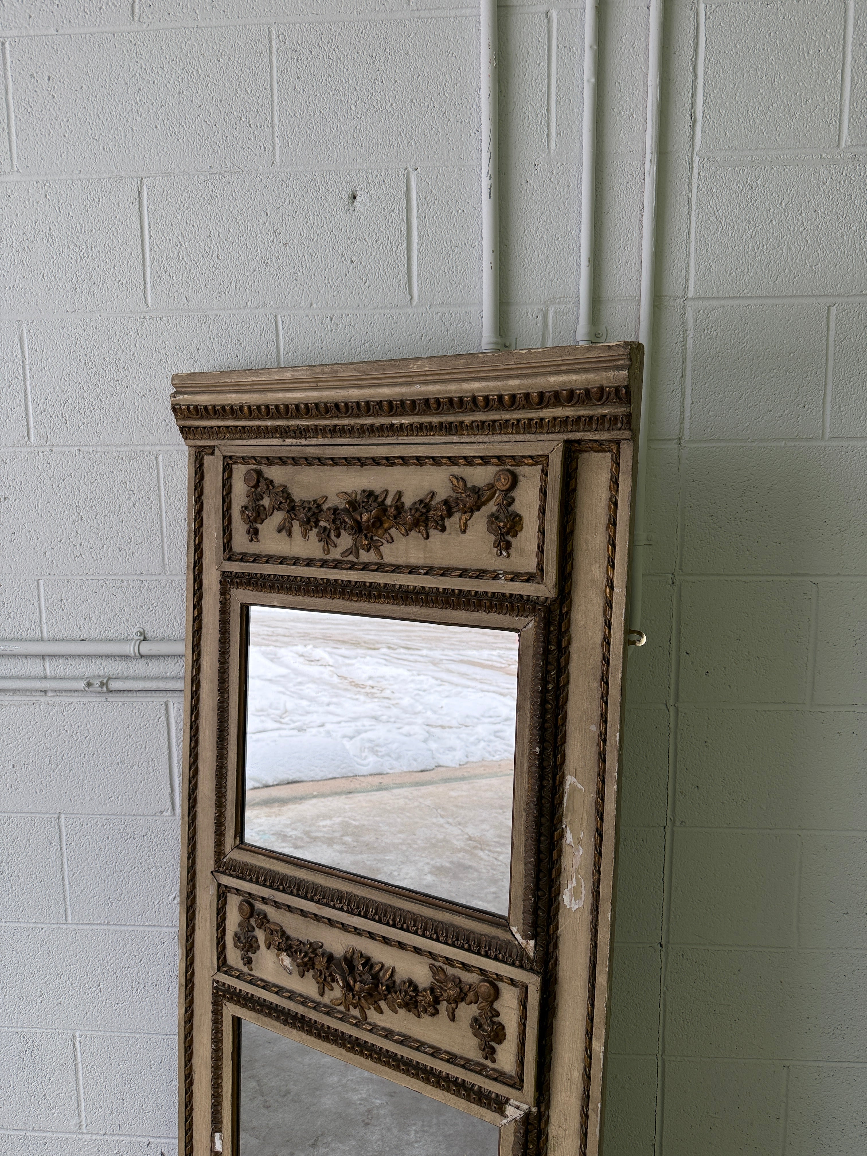 Antique French trumeau mirror