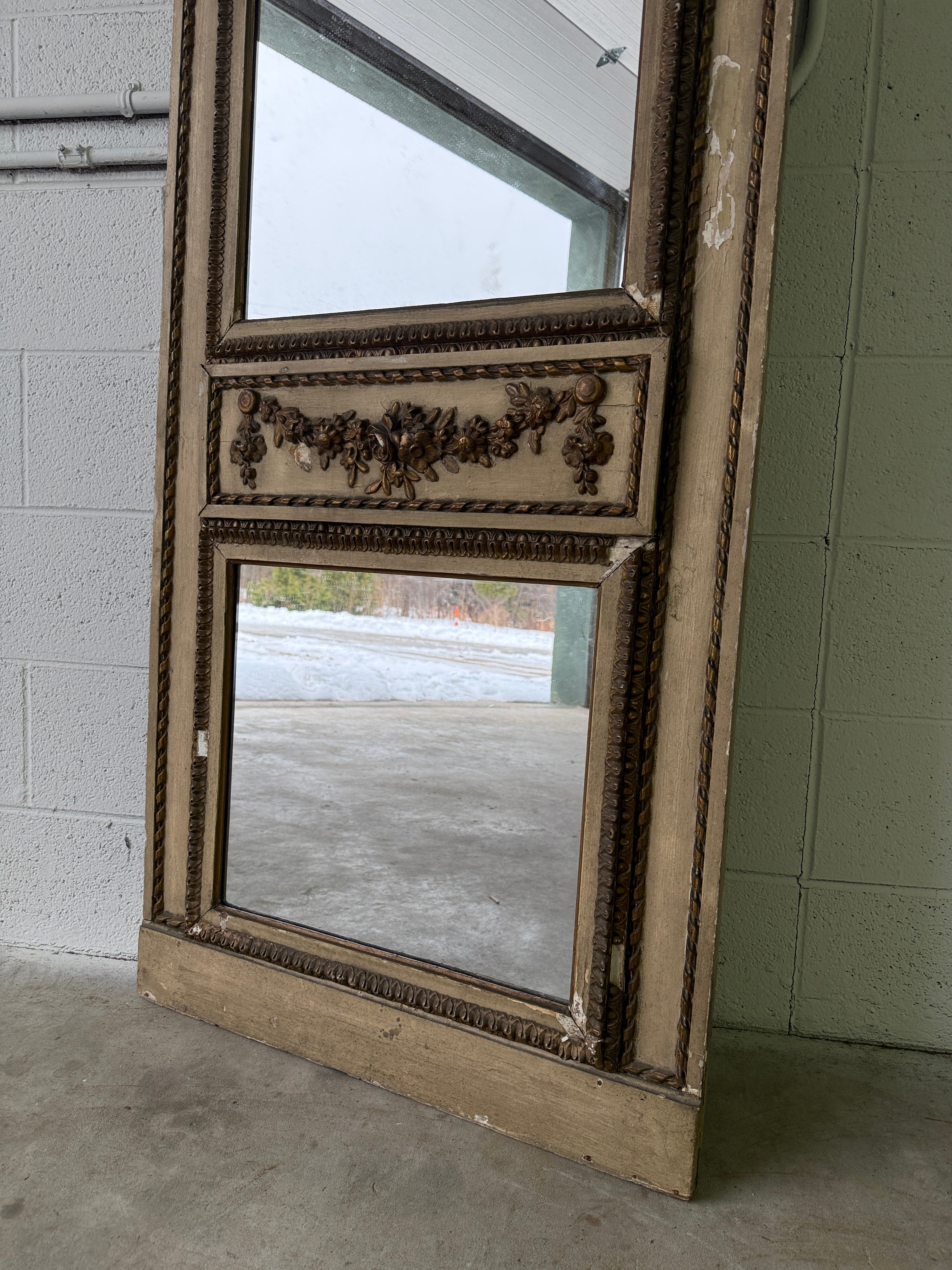 Antique French trumeau mirror