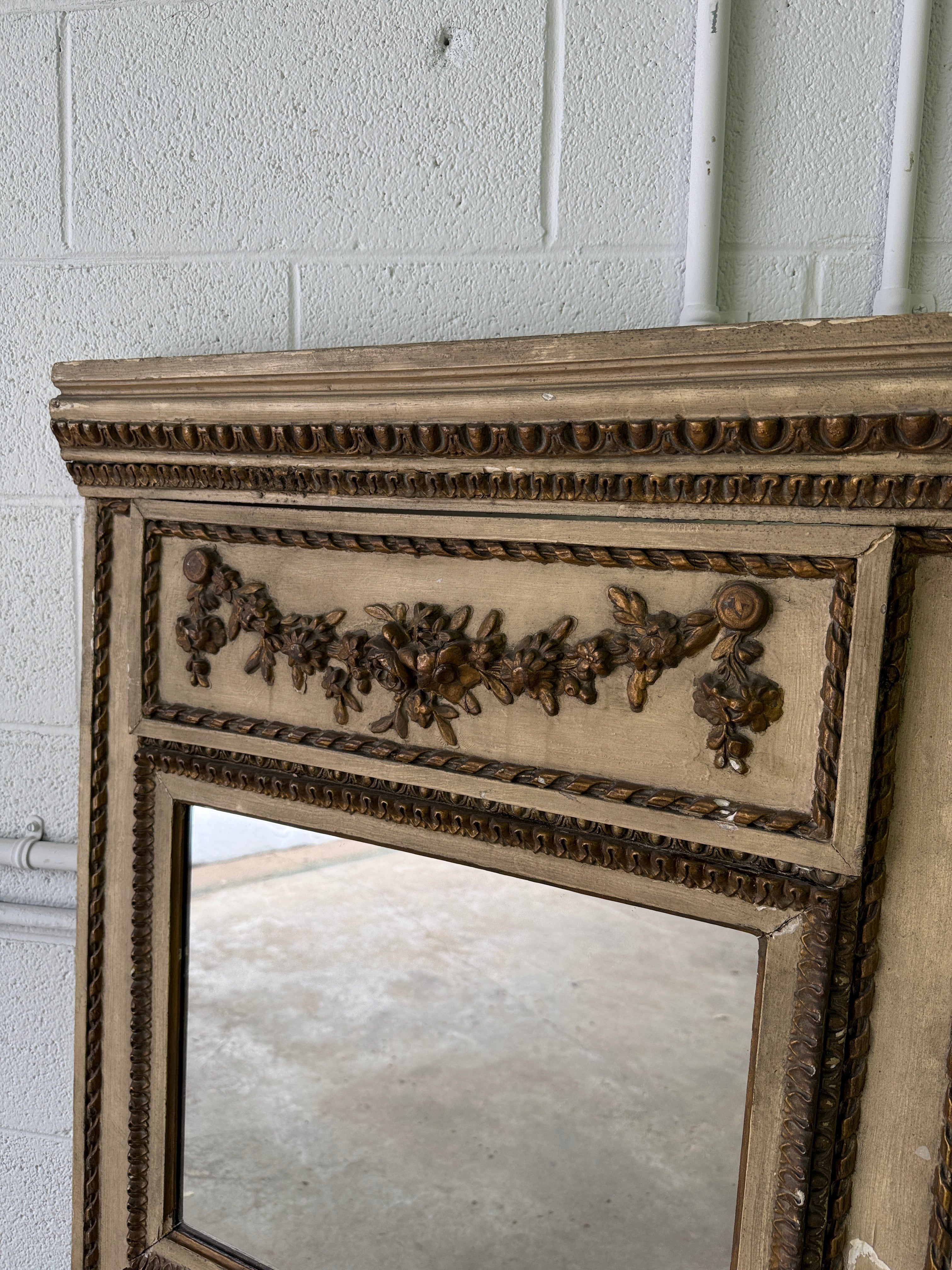 Antique French trumeau mirror