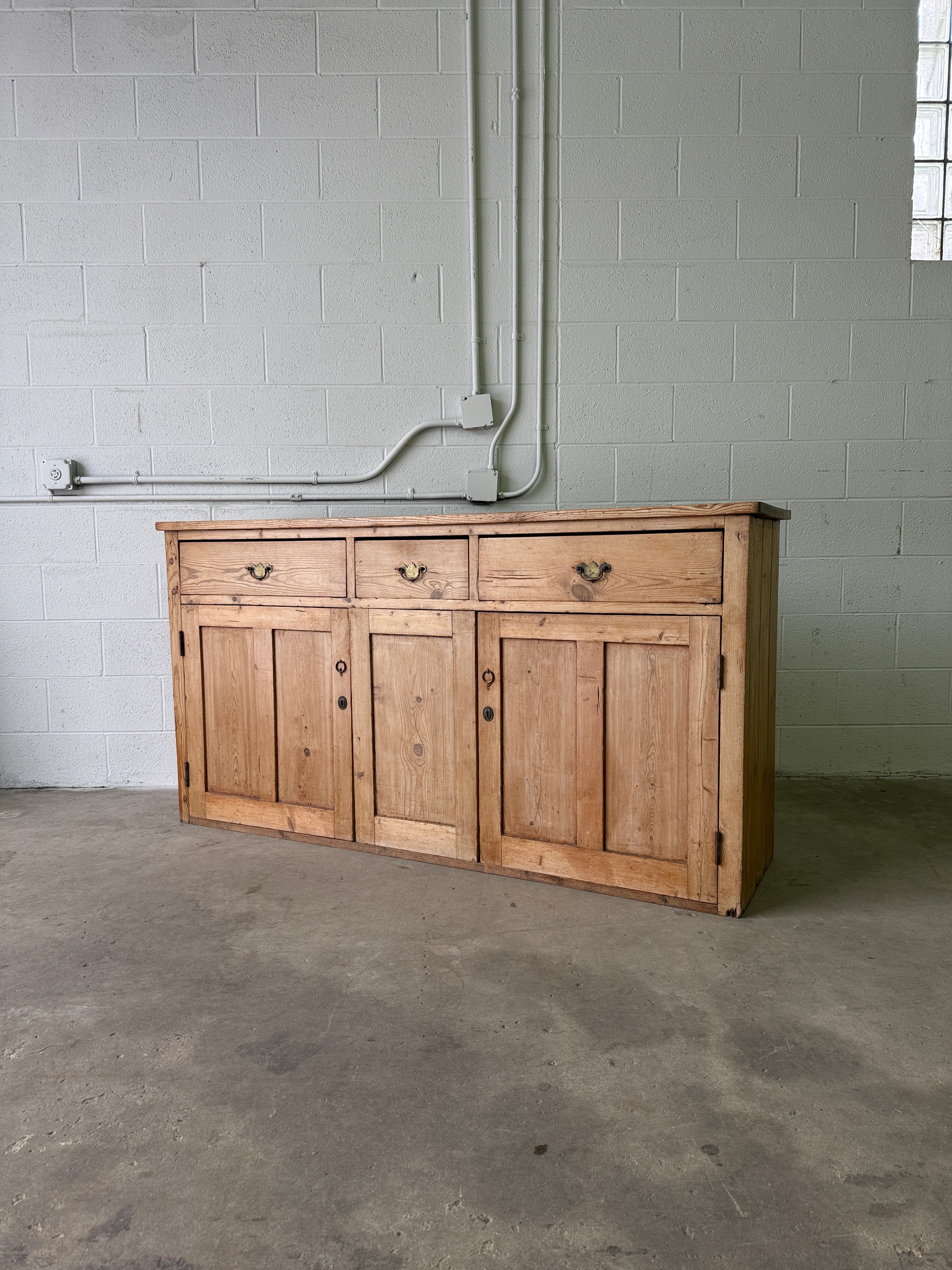 Antique pine sideboard with ring pulls