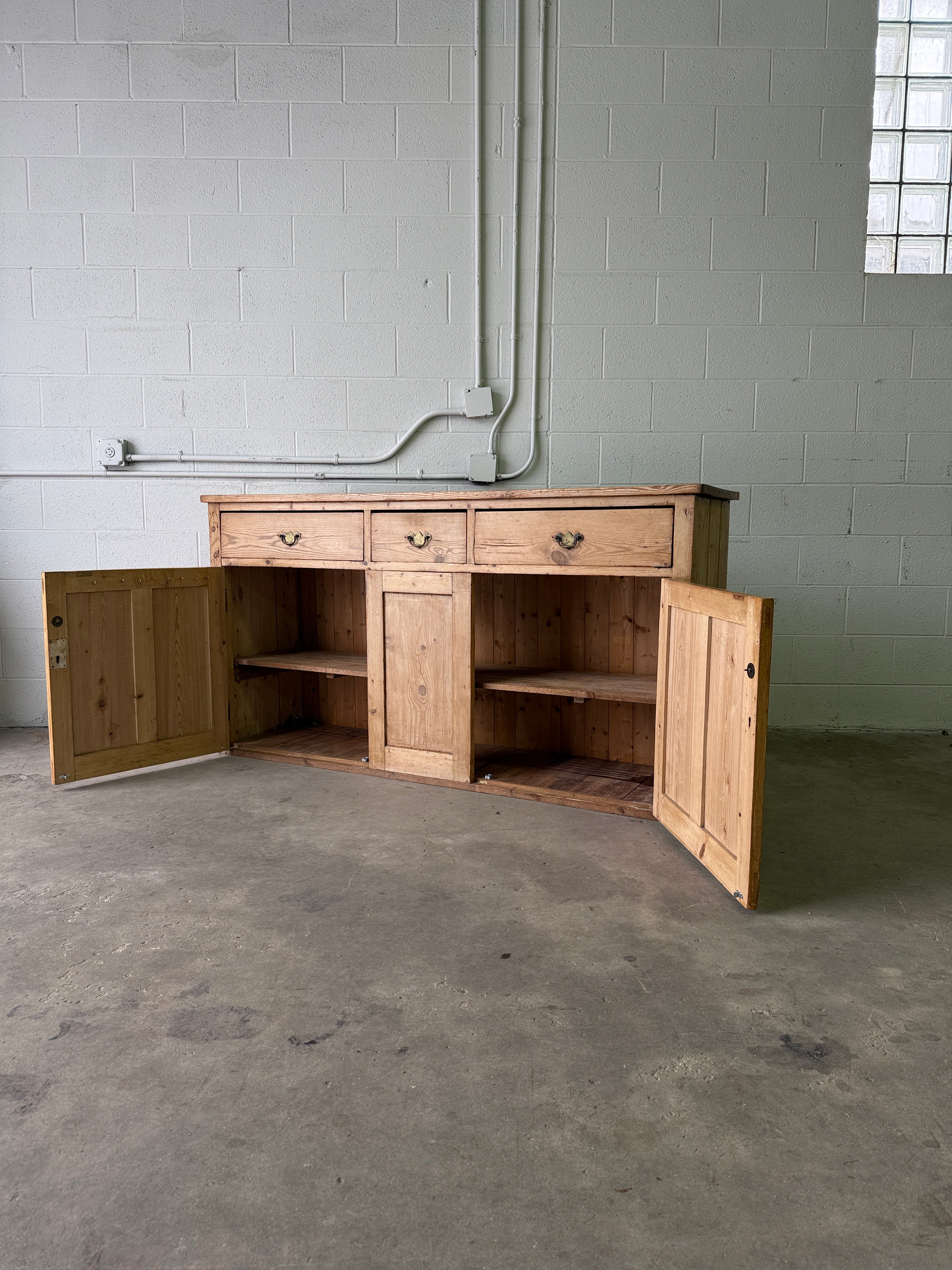 Antique pine sideboard with ring pulls