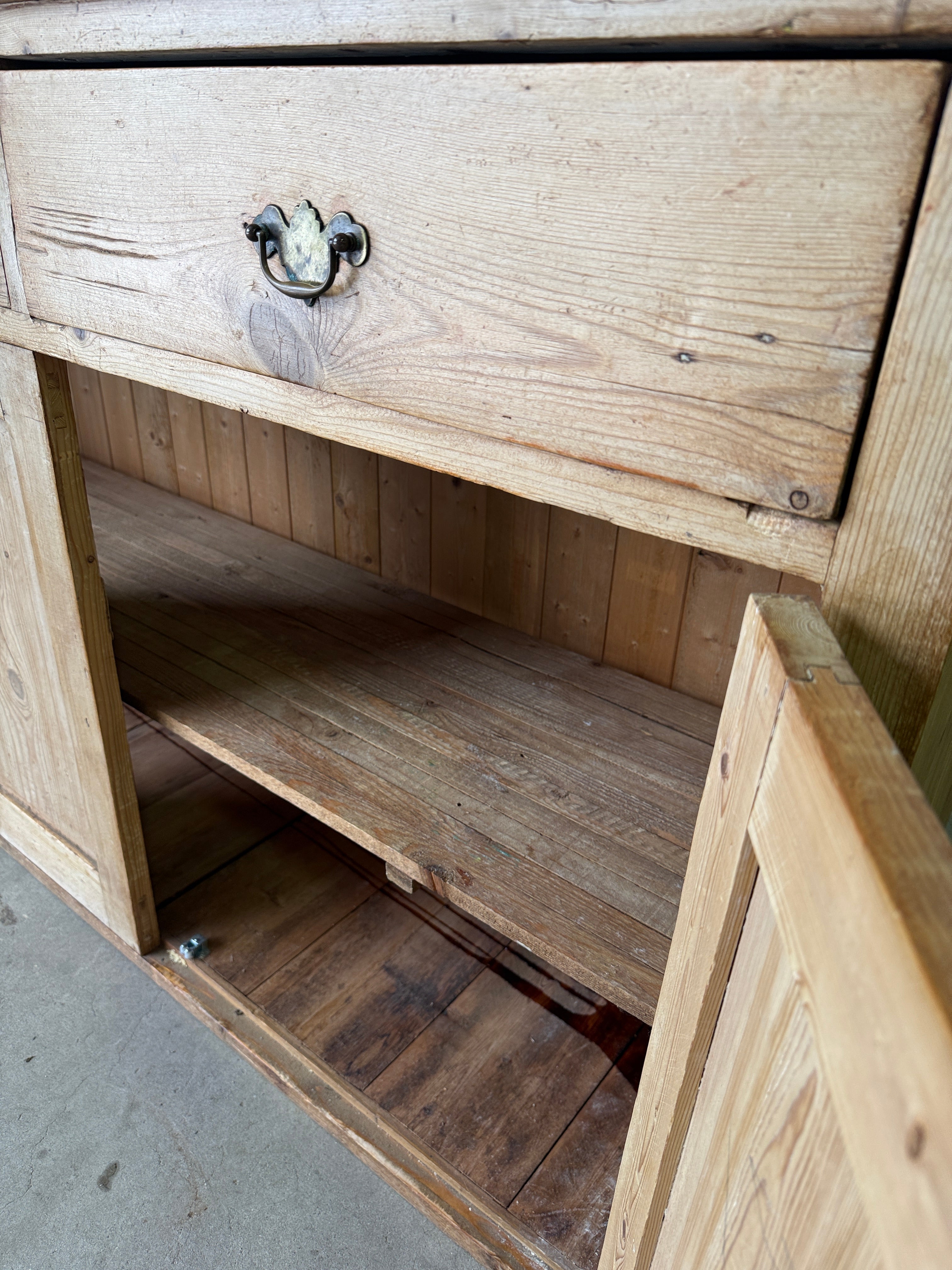 Antique pine sideboard with ring pulls