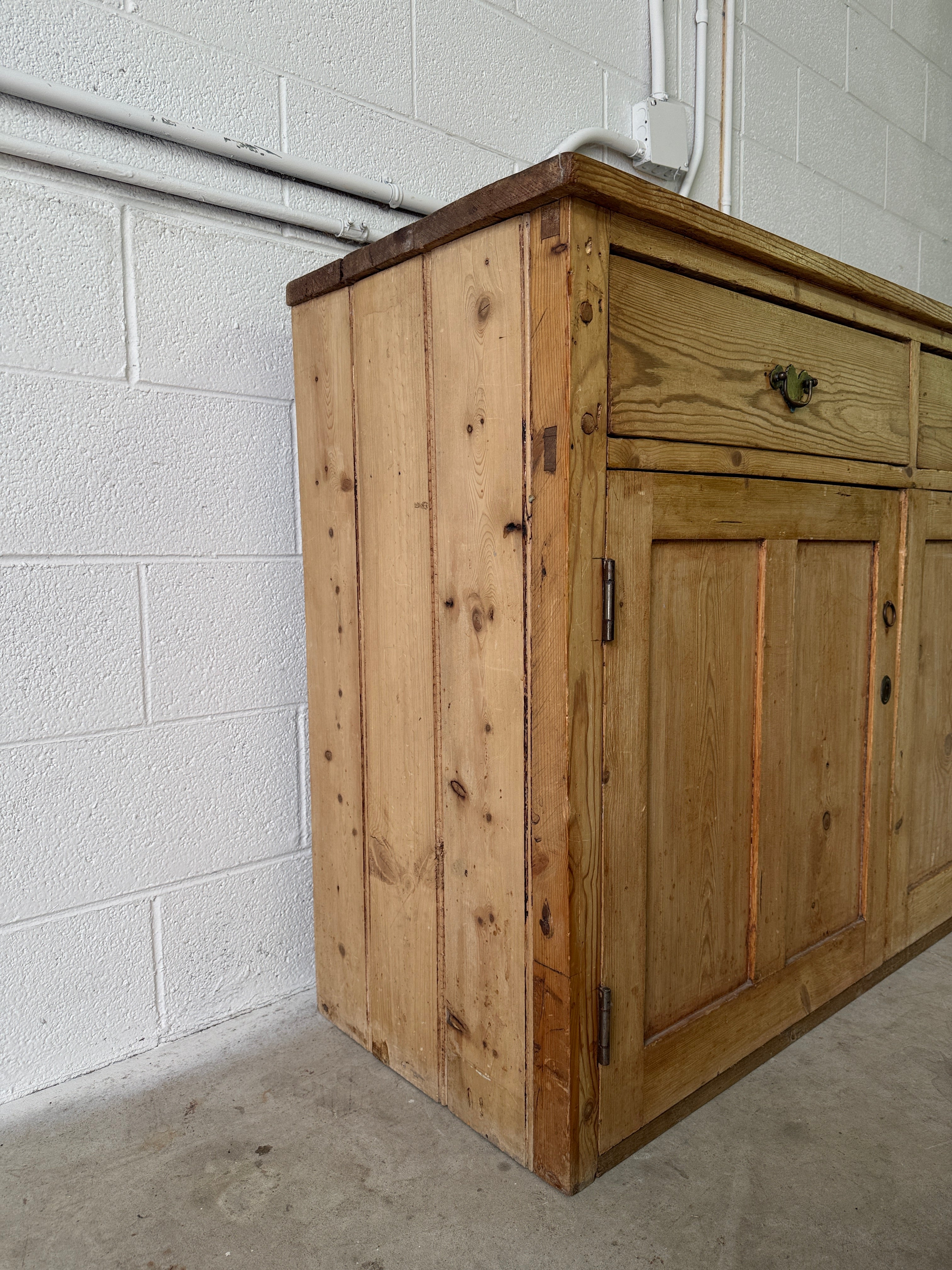 Antique pine sideboard with ring pulls