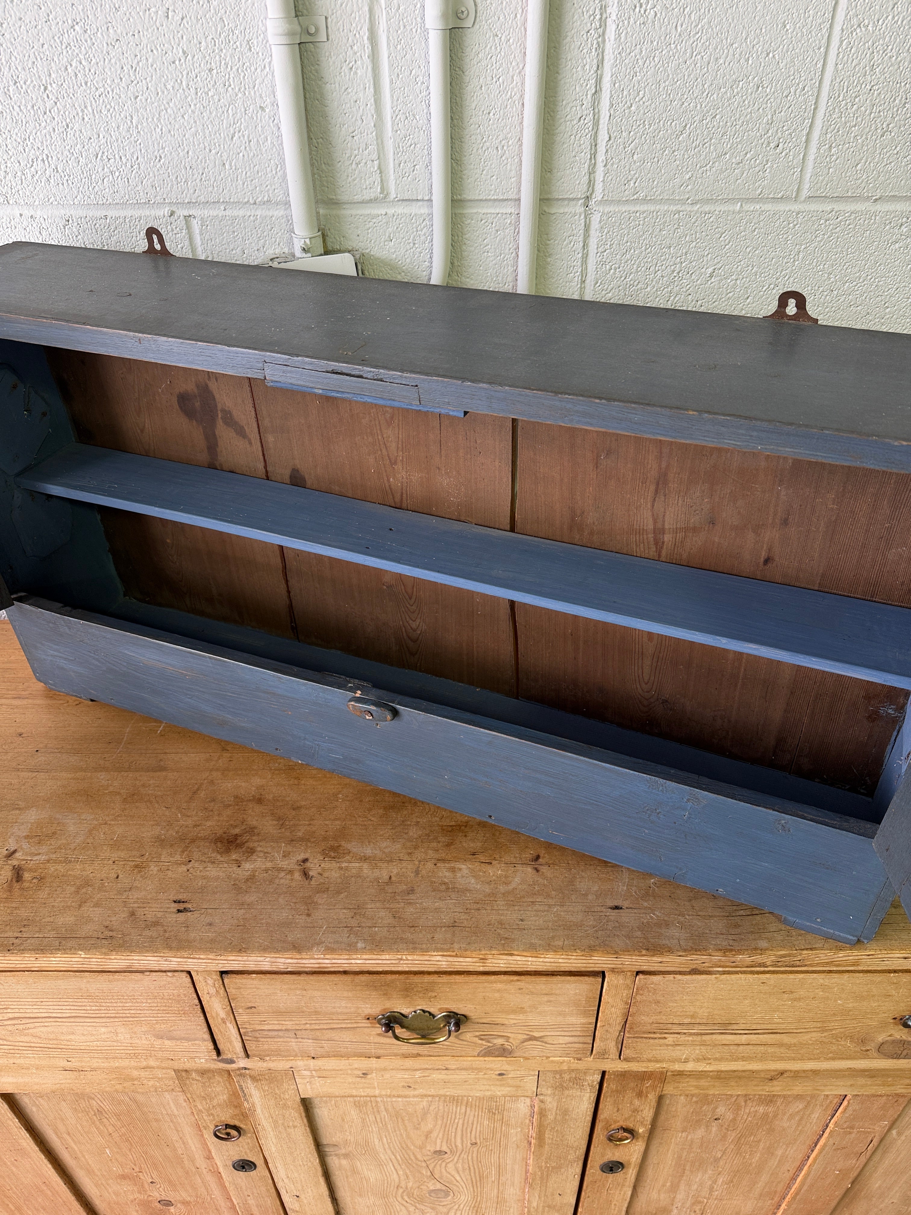 Antique pine folk painted small cupboard