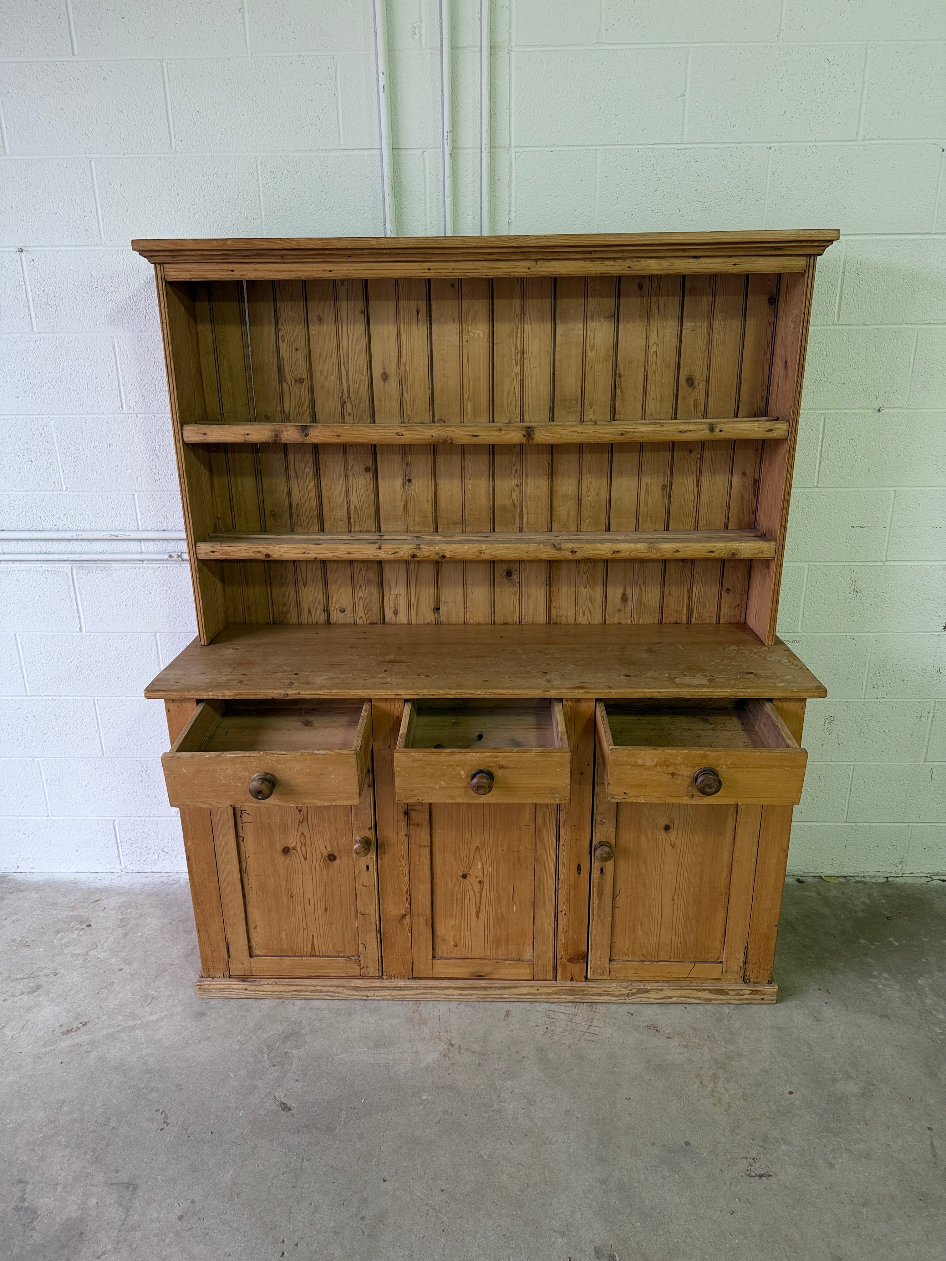 Petite antique pine hutch