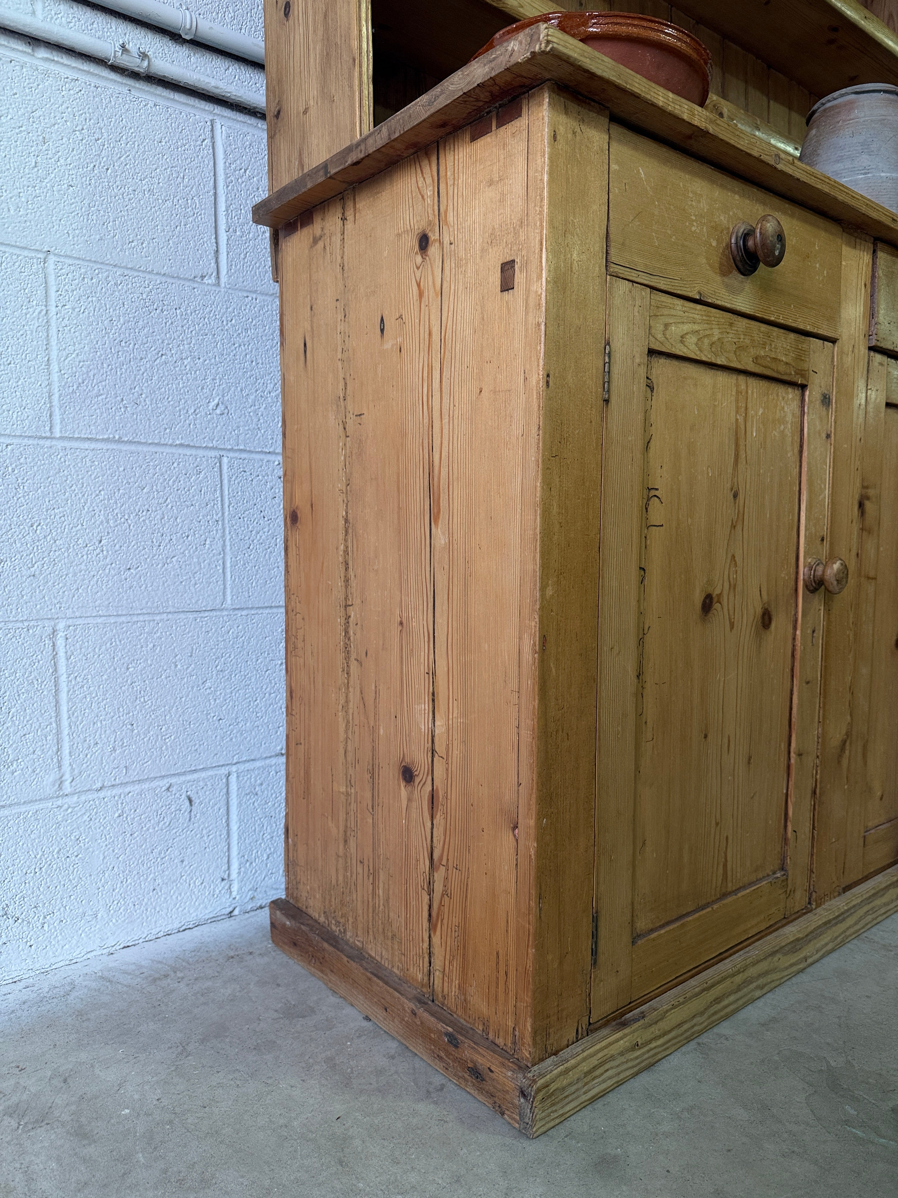 Petite antique pine hutch