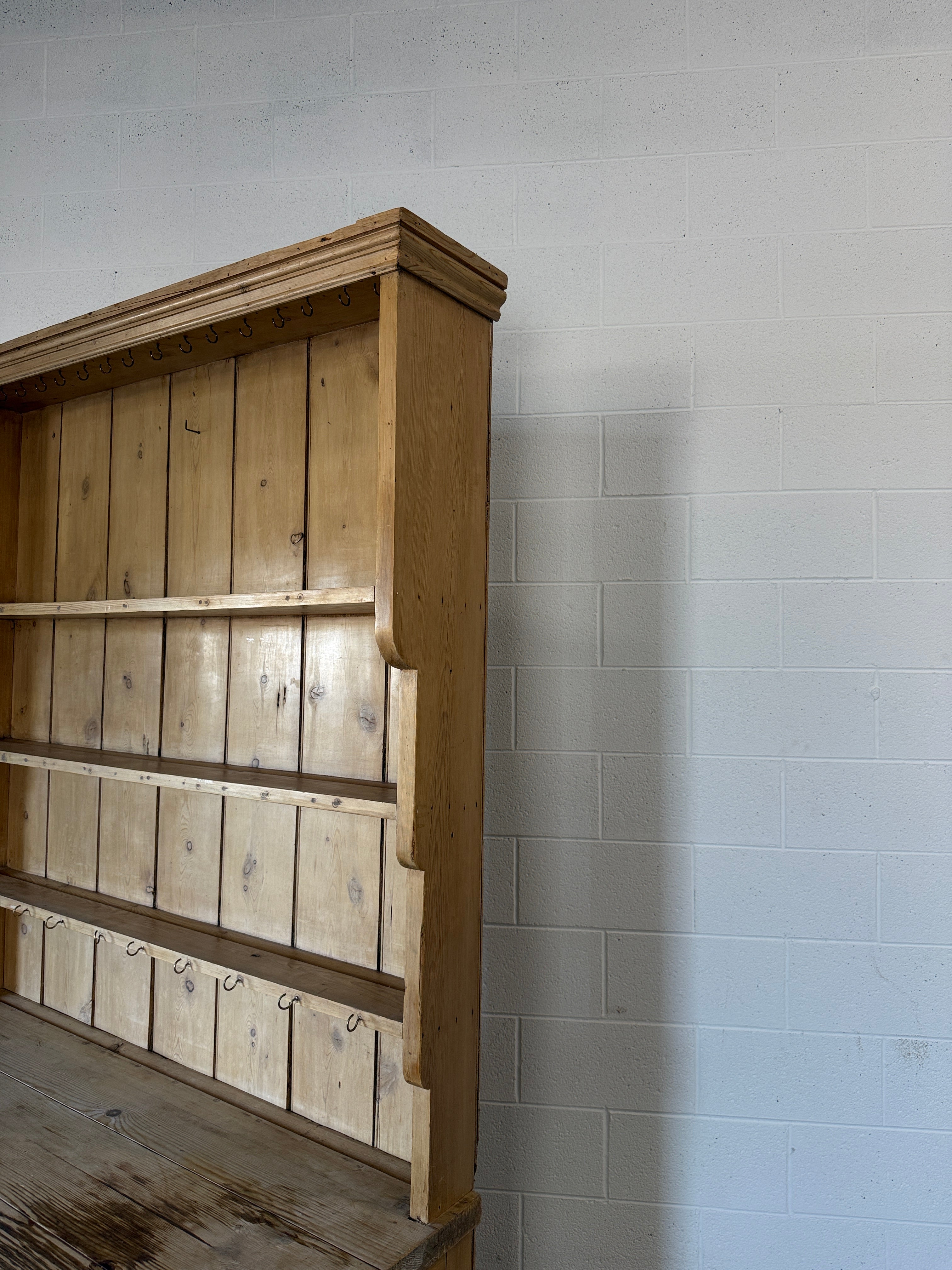 Antique pine kitchen dresser (English) with potboard base