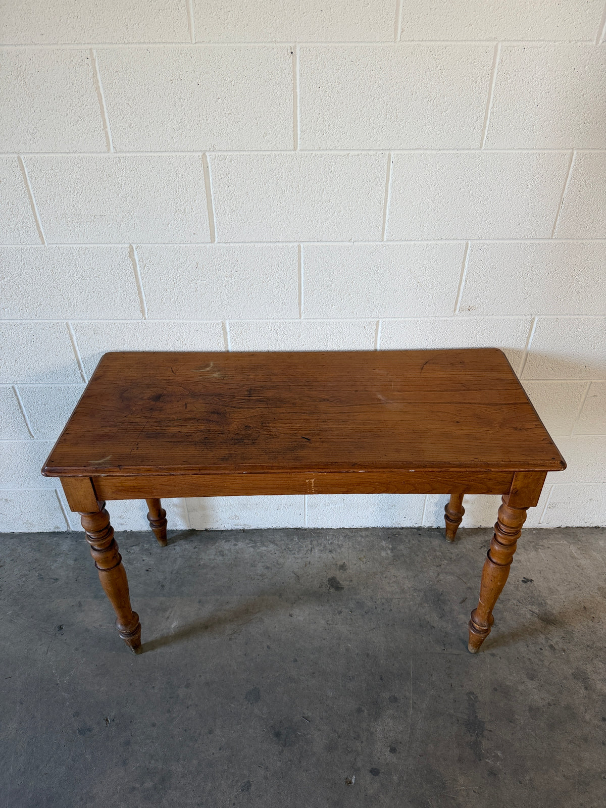 Pine table or desk with turned legs