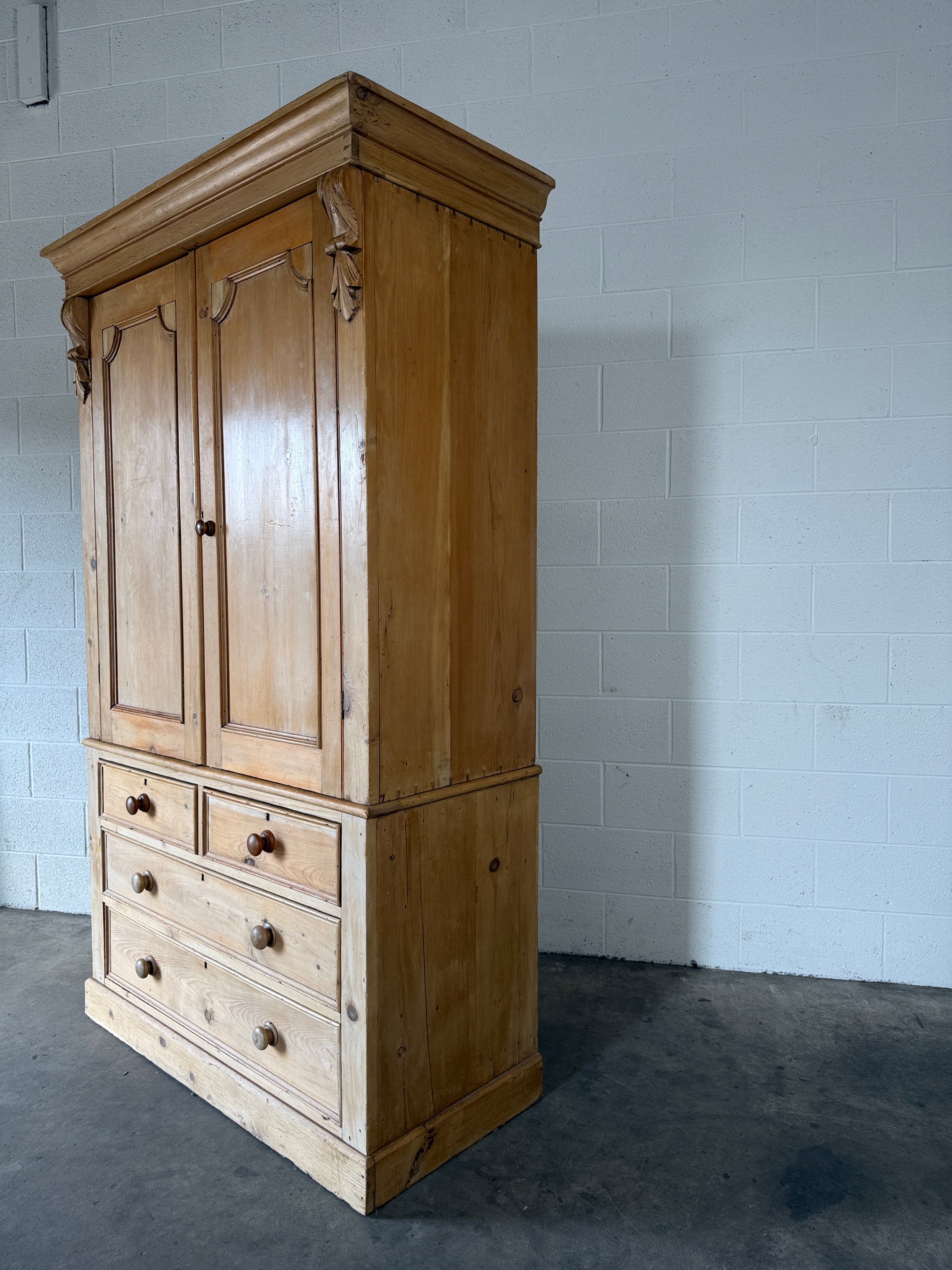 Beautiful Antique Pine Press with Corbel detail