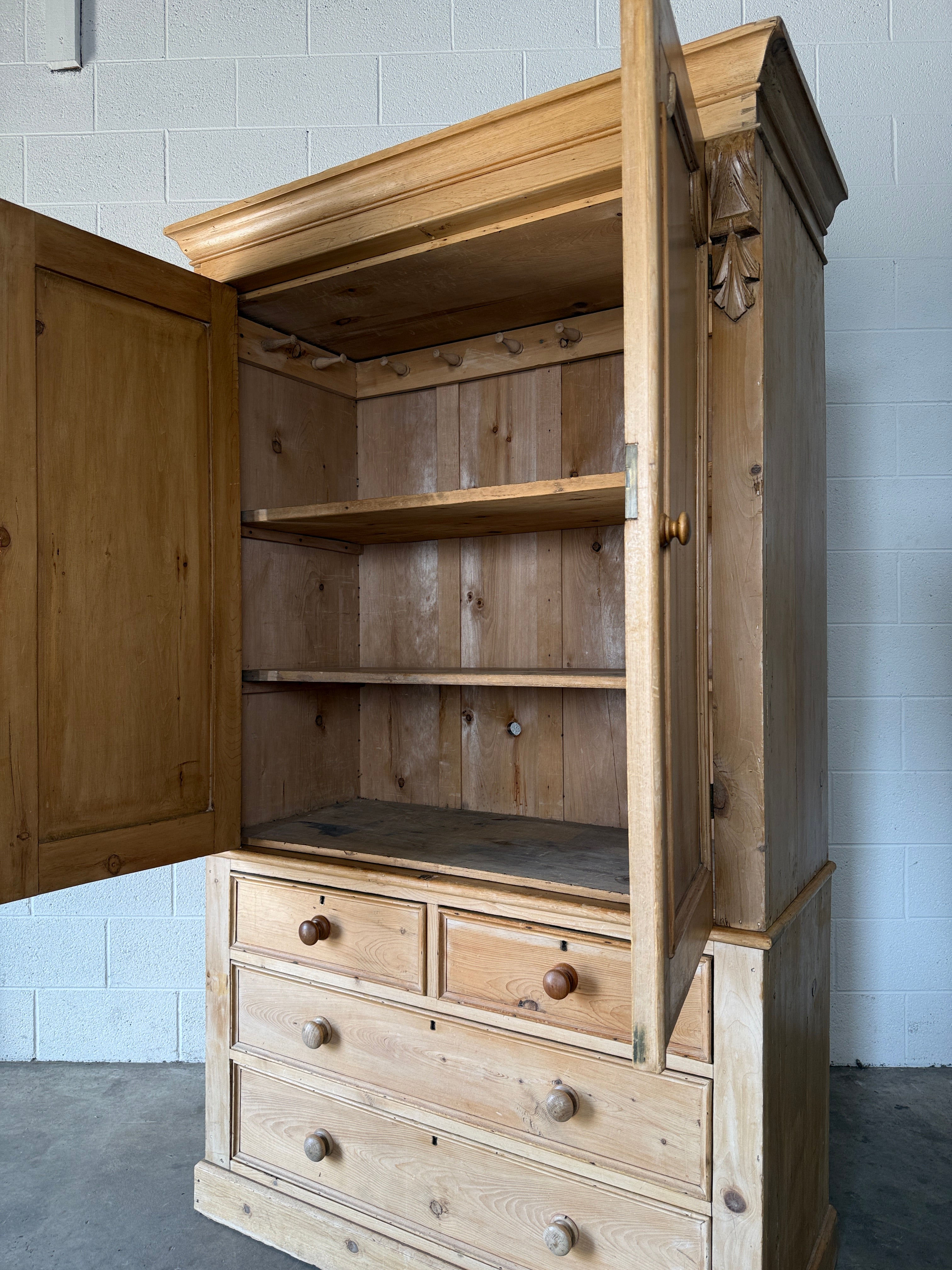 Beautiful Antique Pine Press with Corbel detail