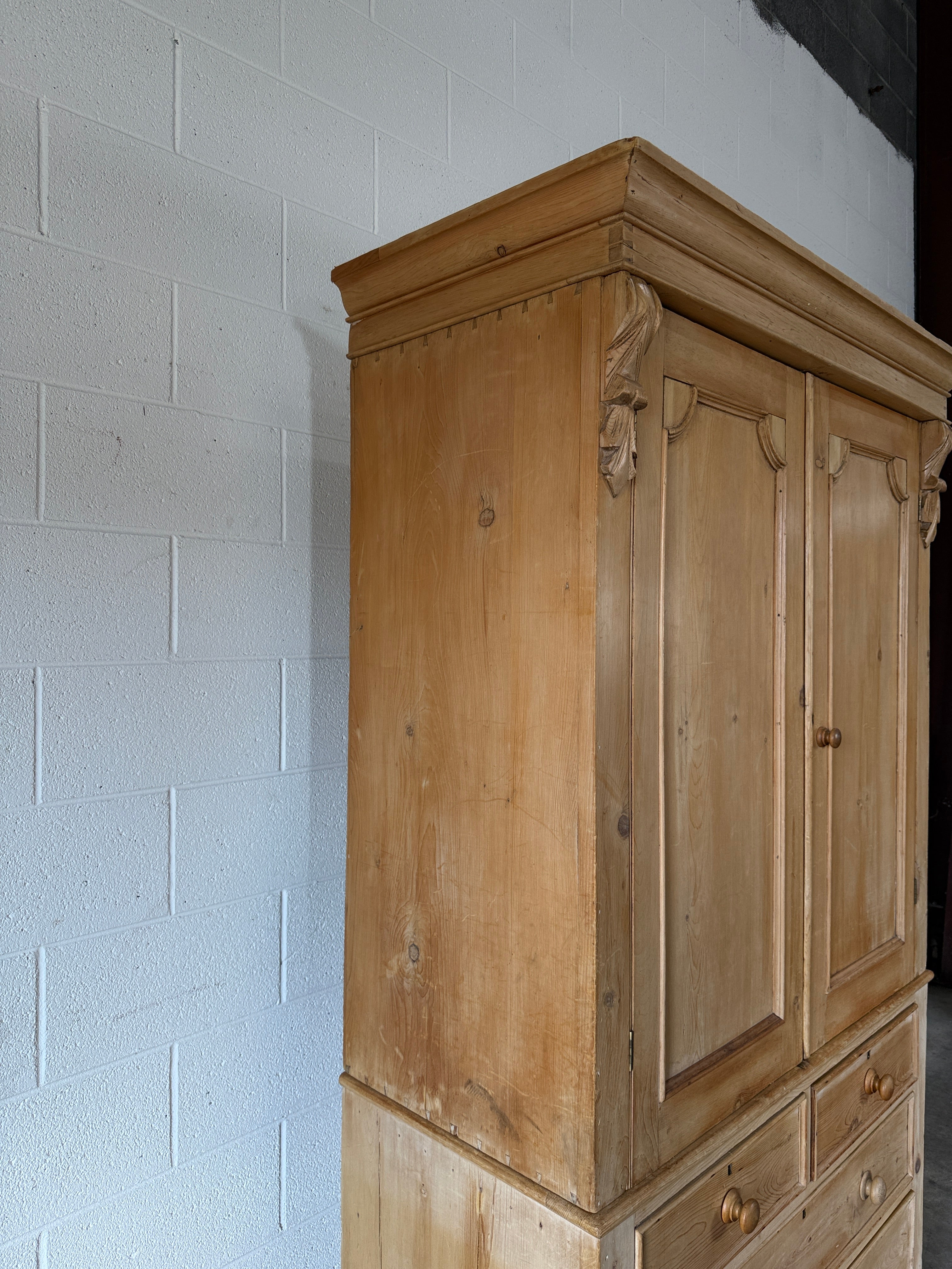 Beautiful Antique Pine Press with Corbel detail
