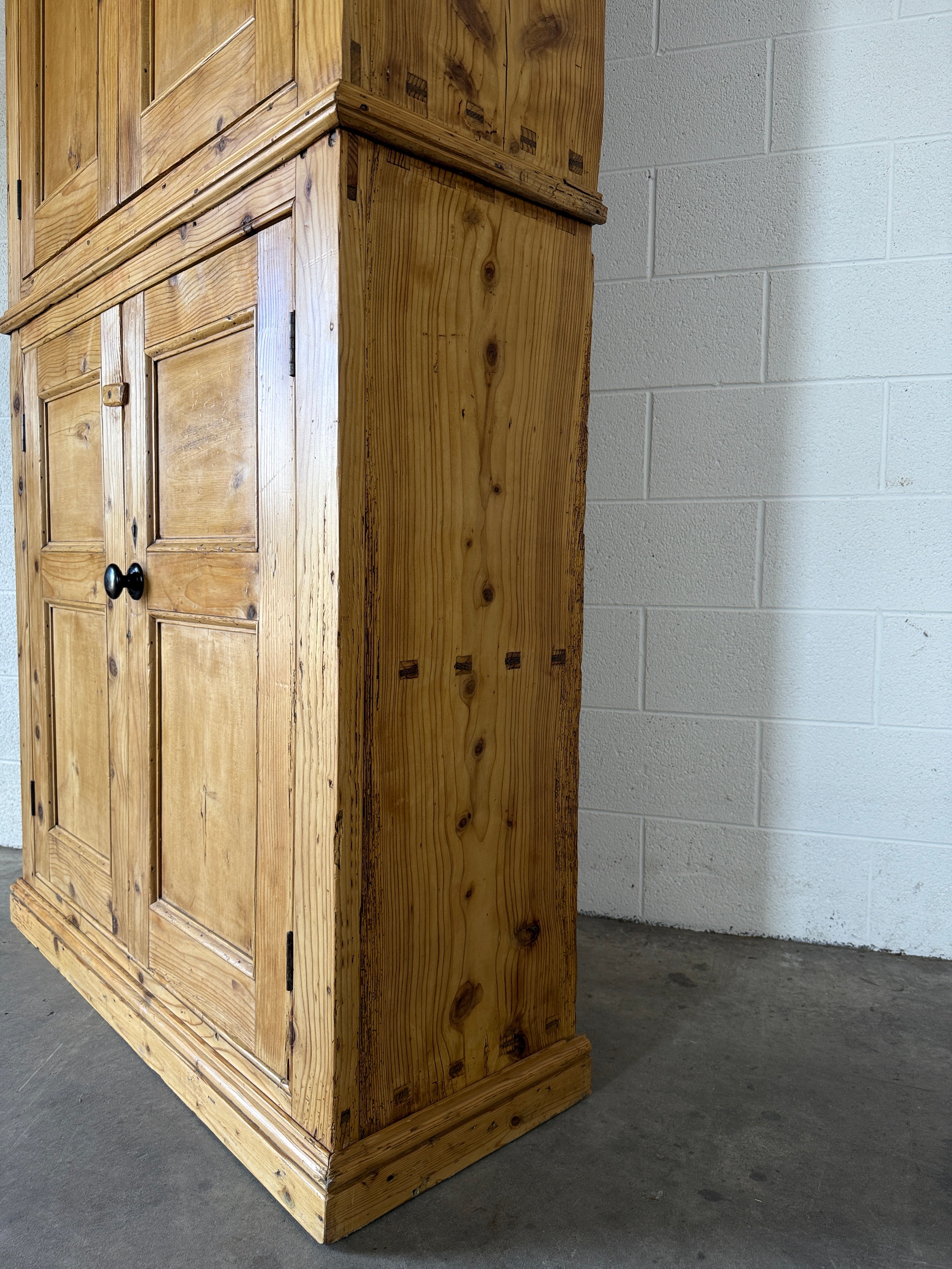 English Pine Housekeepers Cupboard with Blue Interior