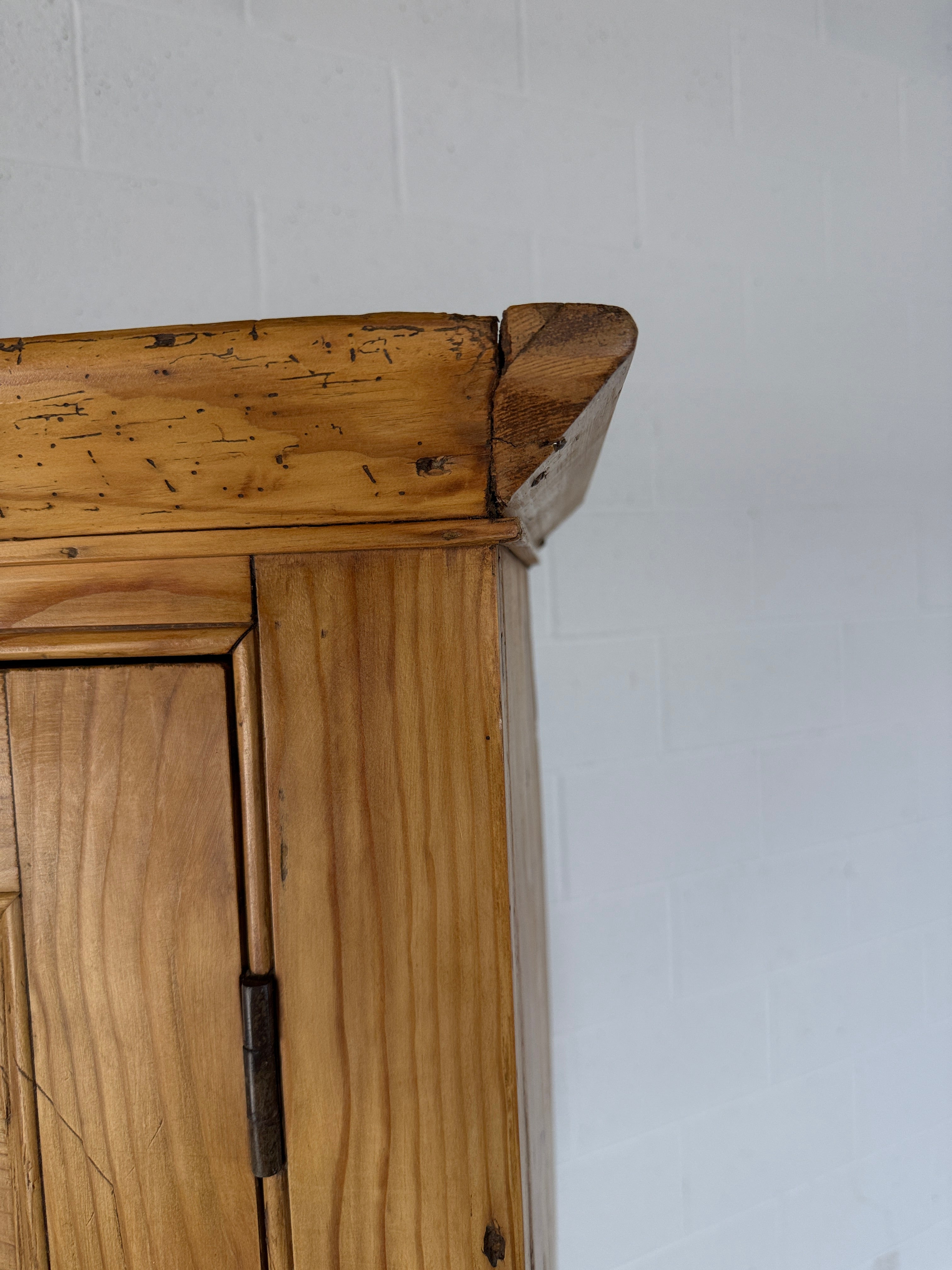English Pine Housekeepers Cupboard with Blue Interior