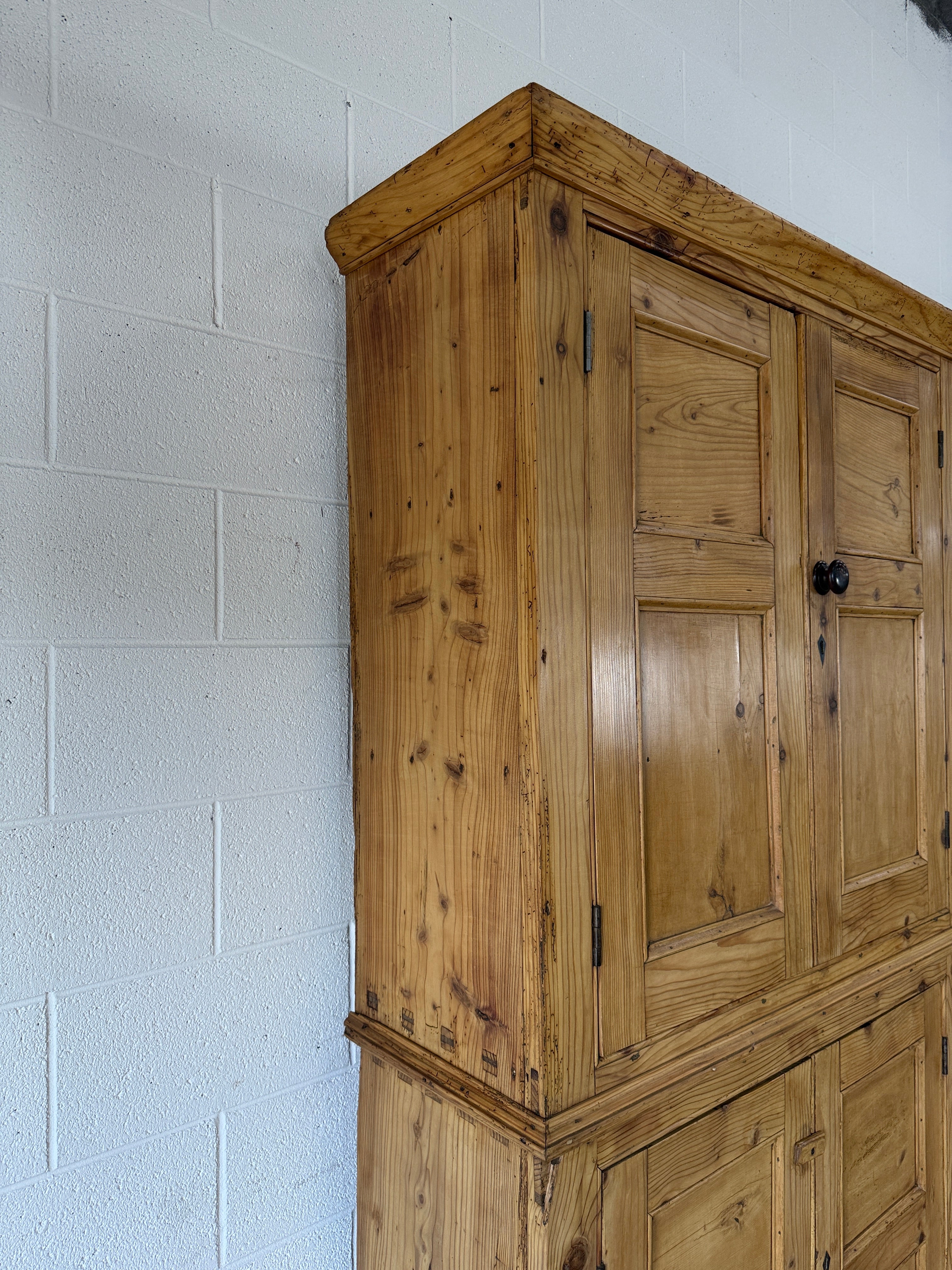 English Pine Housekeepers Cupboard with Blue Interior