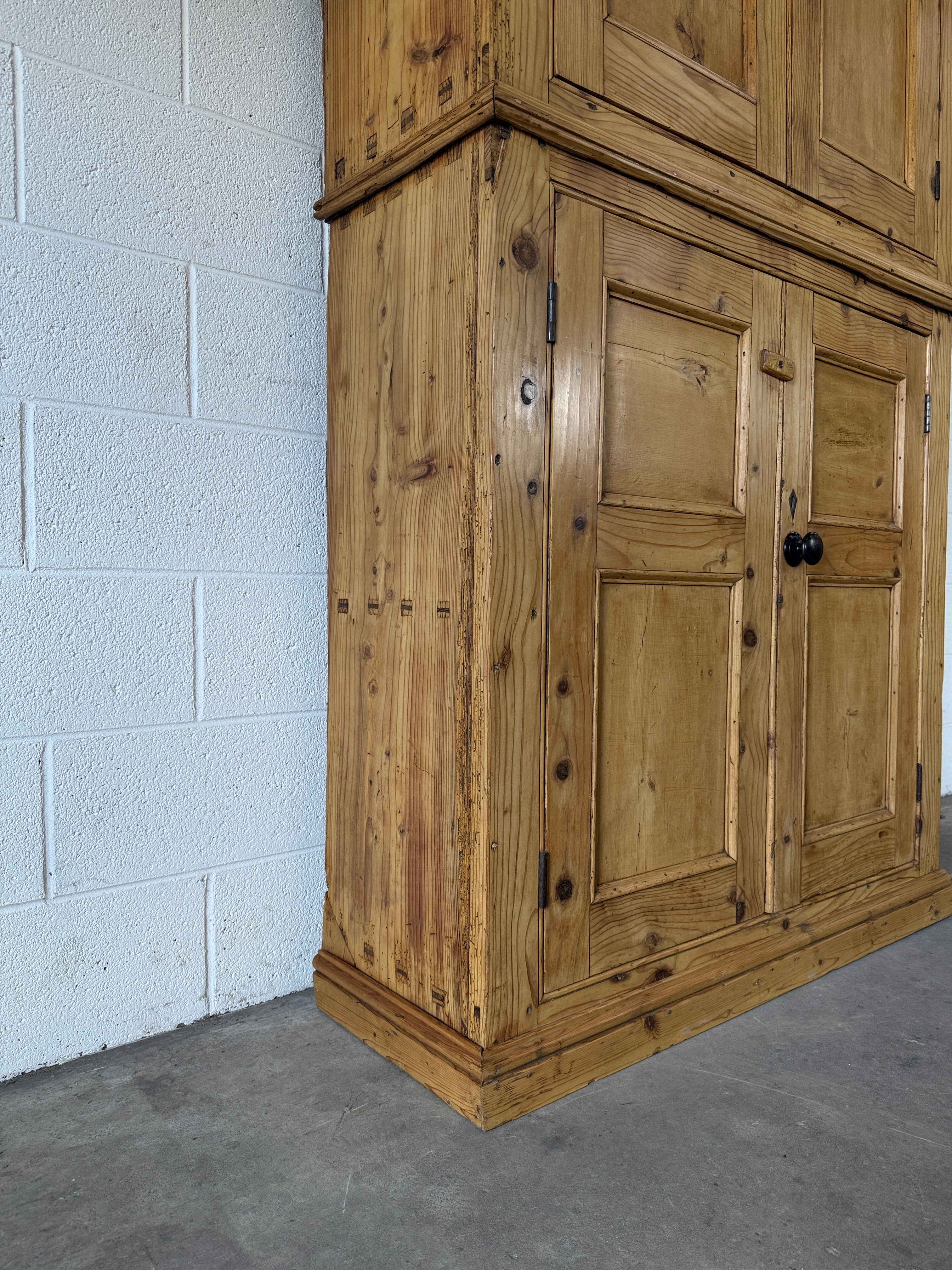 English Pine Housekeepers Cupboard with Blue Interior