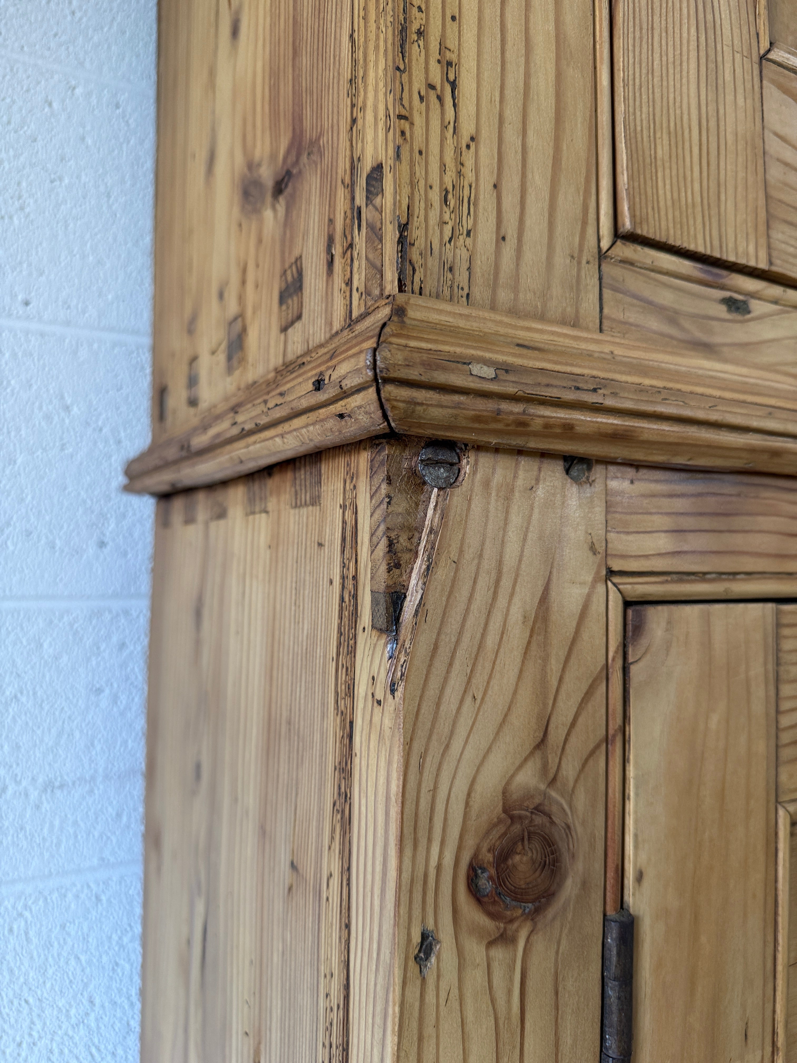 English Pine Housekeepers Cupboard with Blue Interior