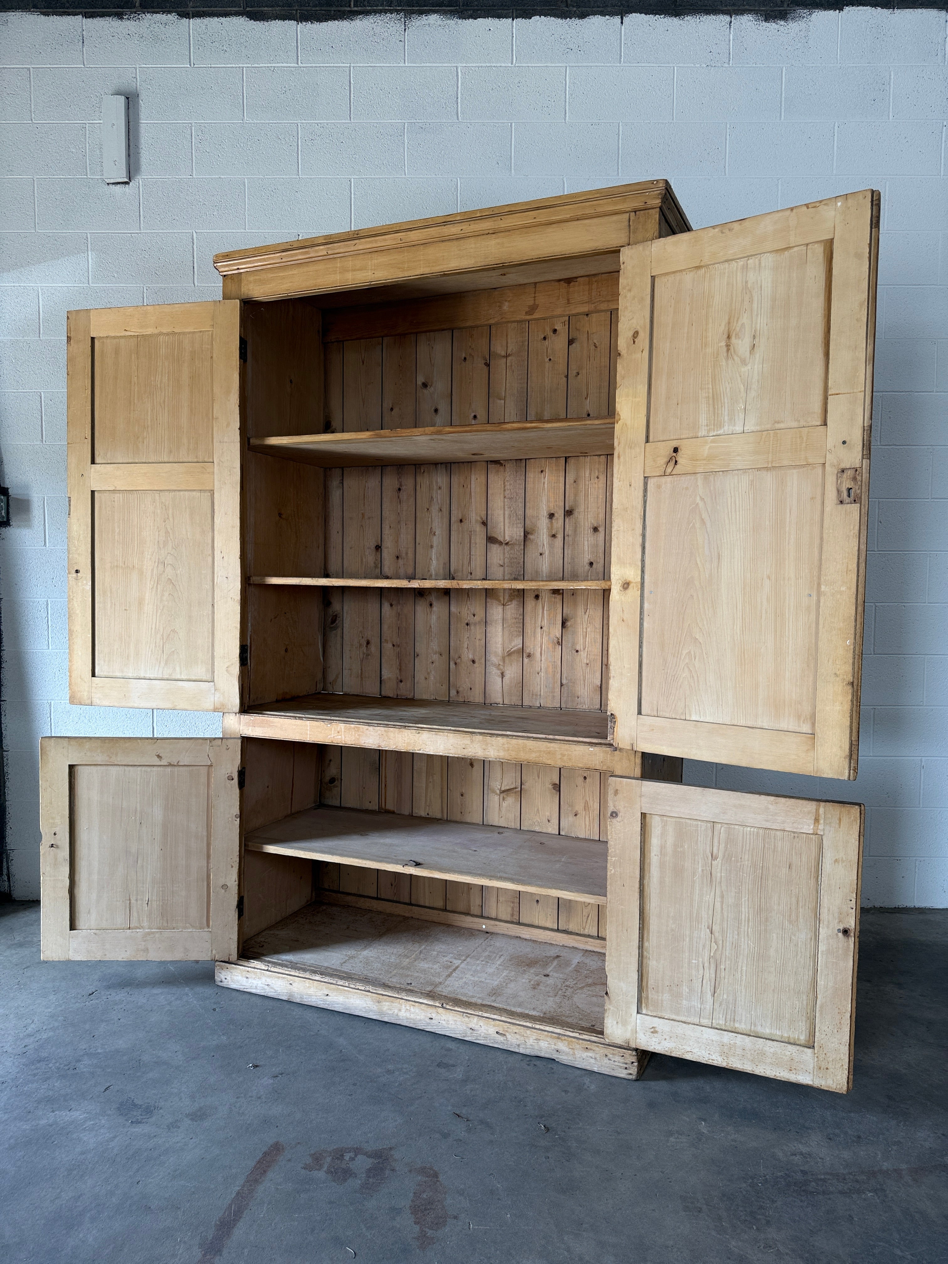 Impressive Antique Pine Wardrobe