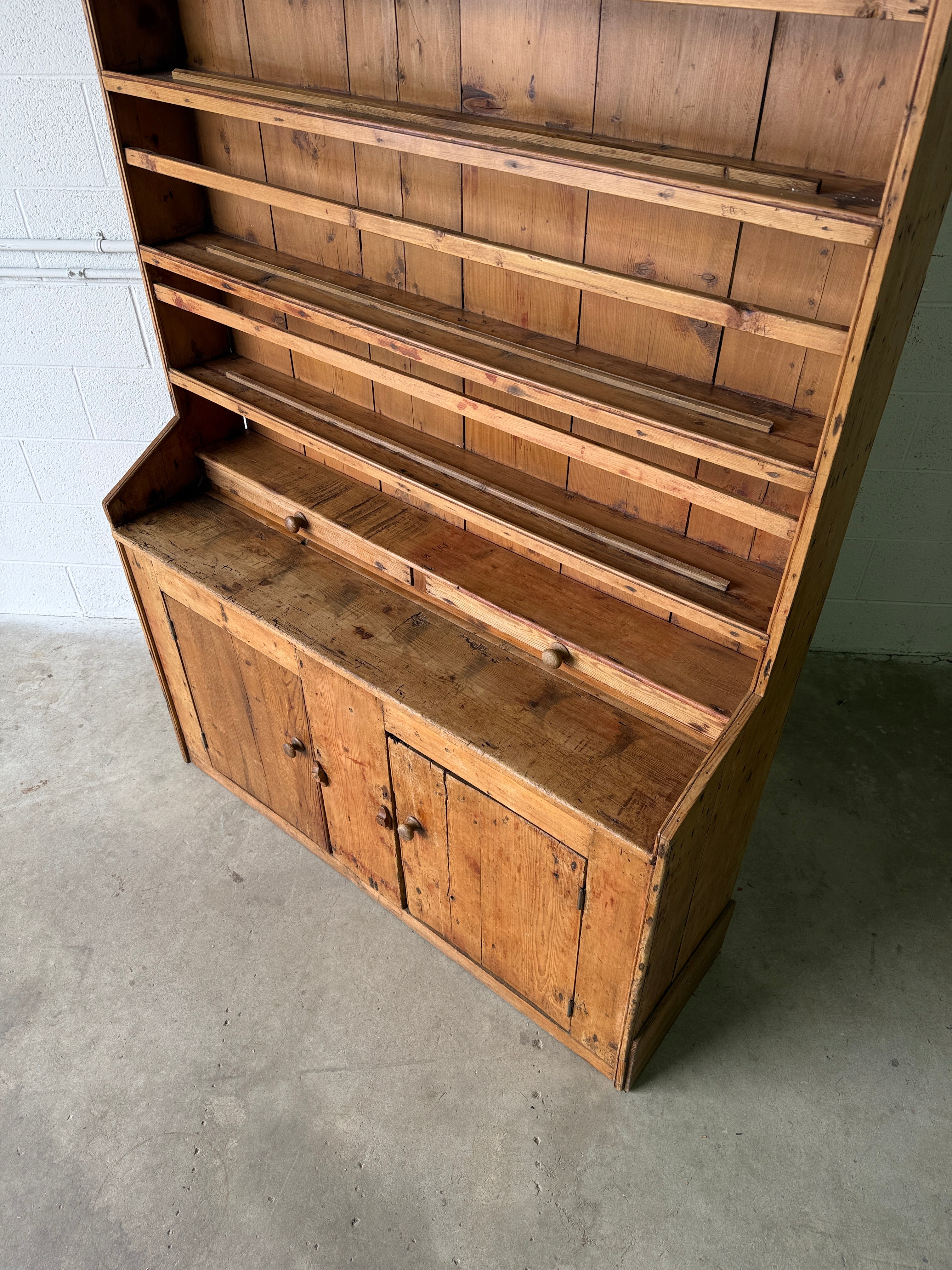 Primitive Irish antique kitchen dresser