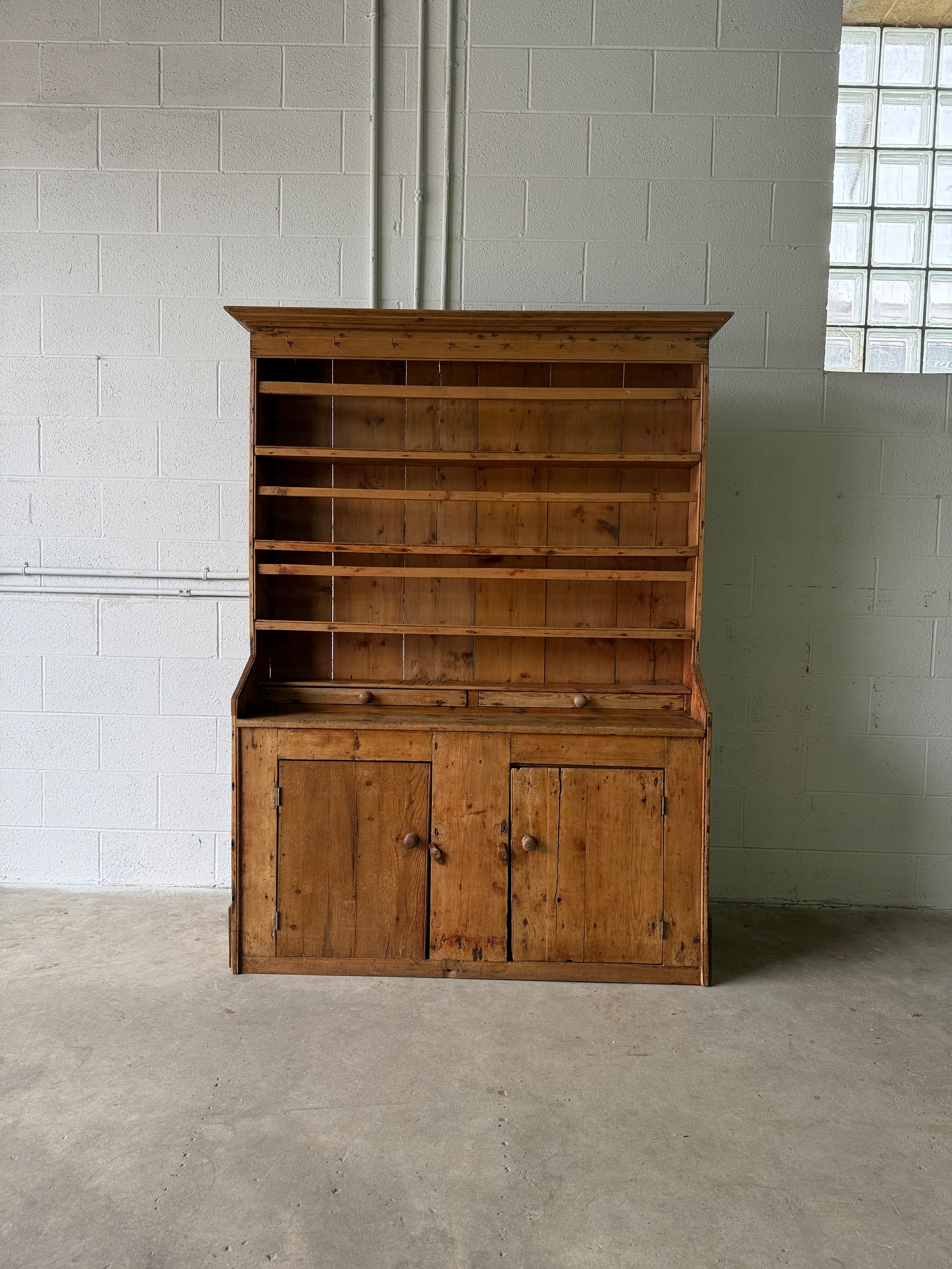 Primitive Irish antique kitchen dresser