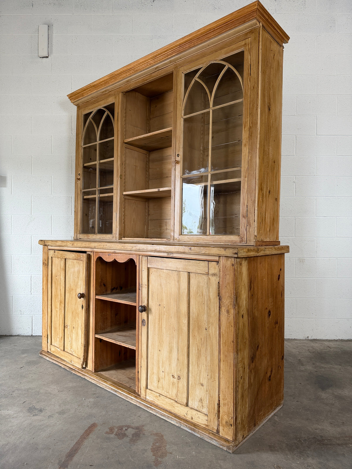 Antique Pine Display Cupboard