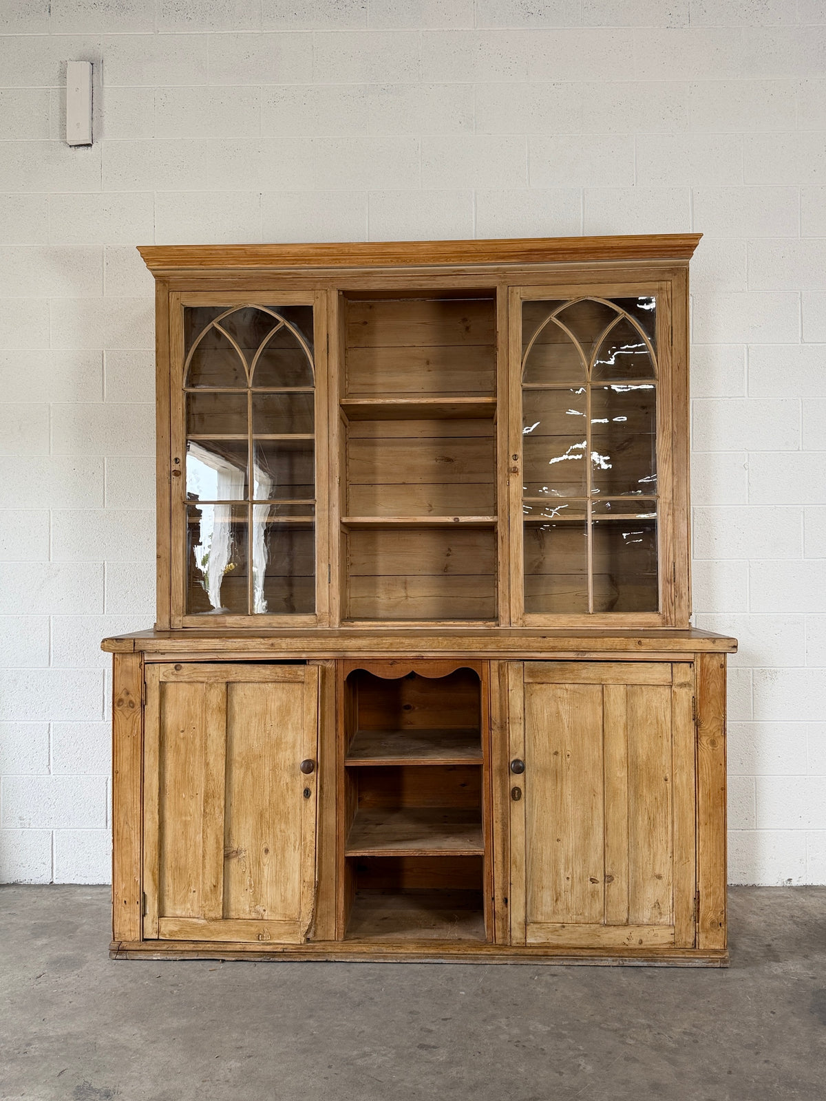 Antique Pine Display Cupboard