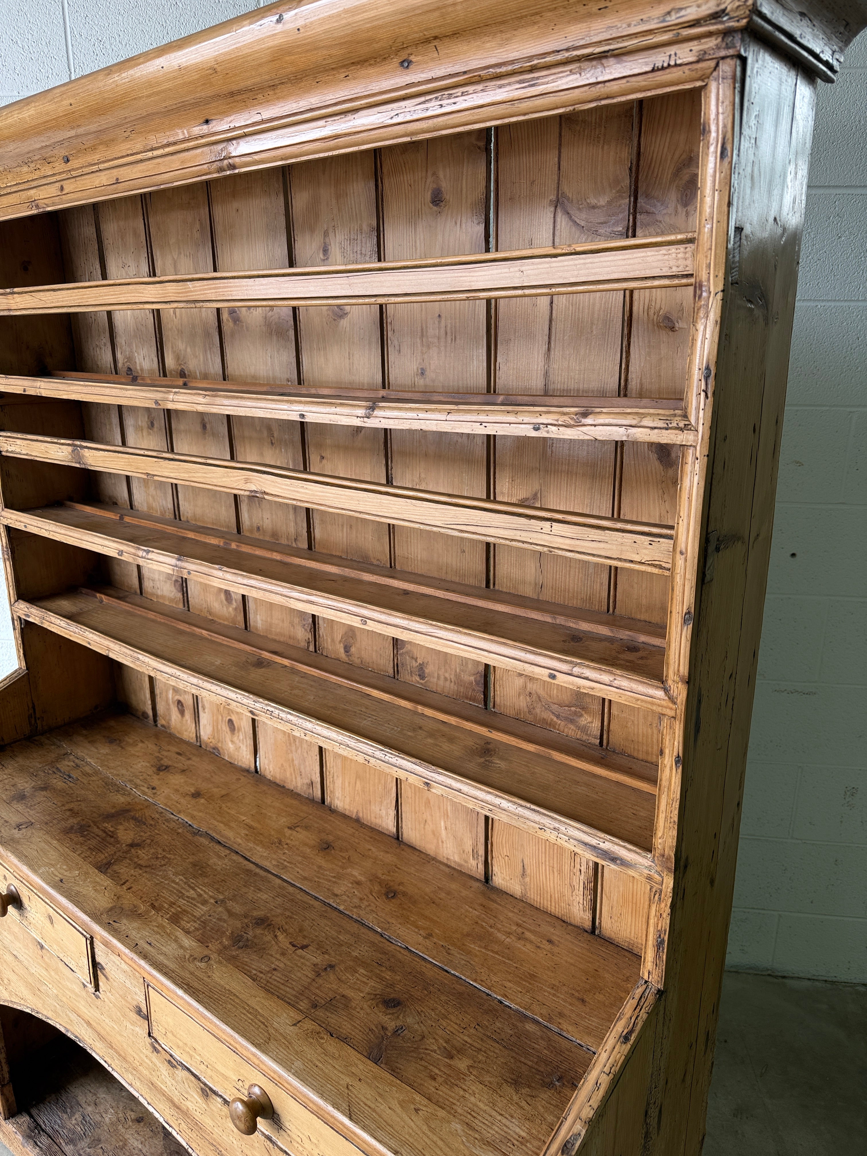 Antique Irish pine dog kennel kitchen dresser