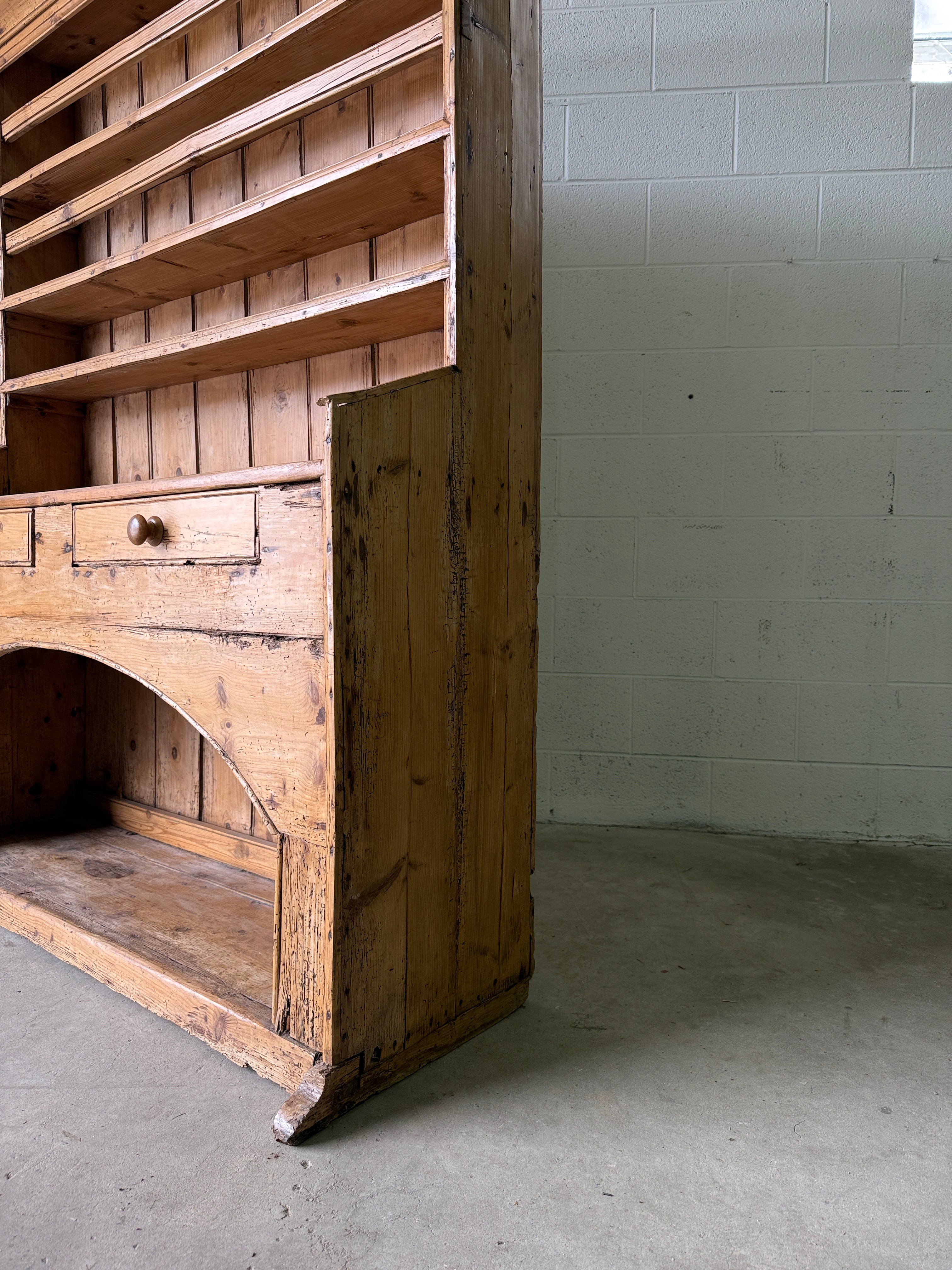 Antique Irish pine dog kennel kitchen dresser