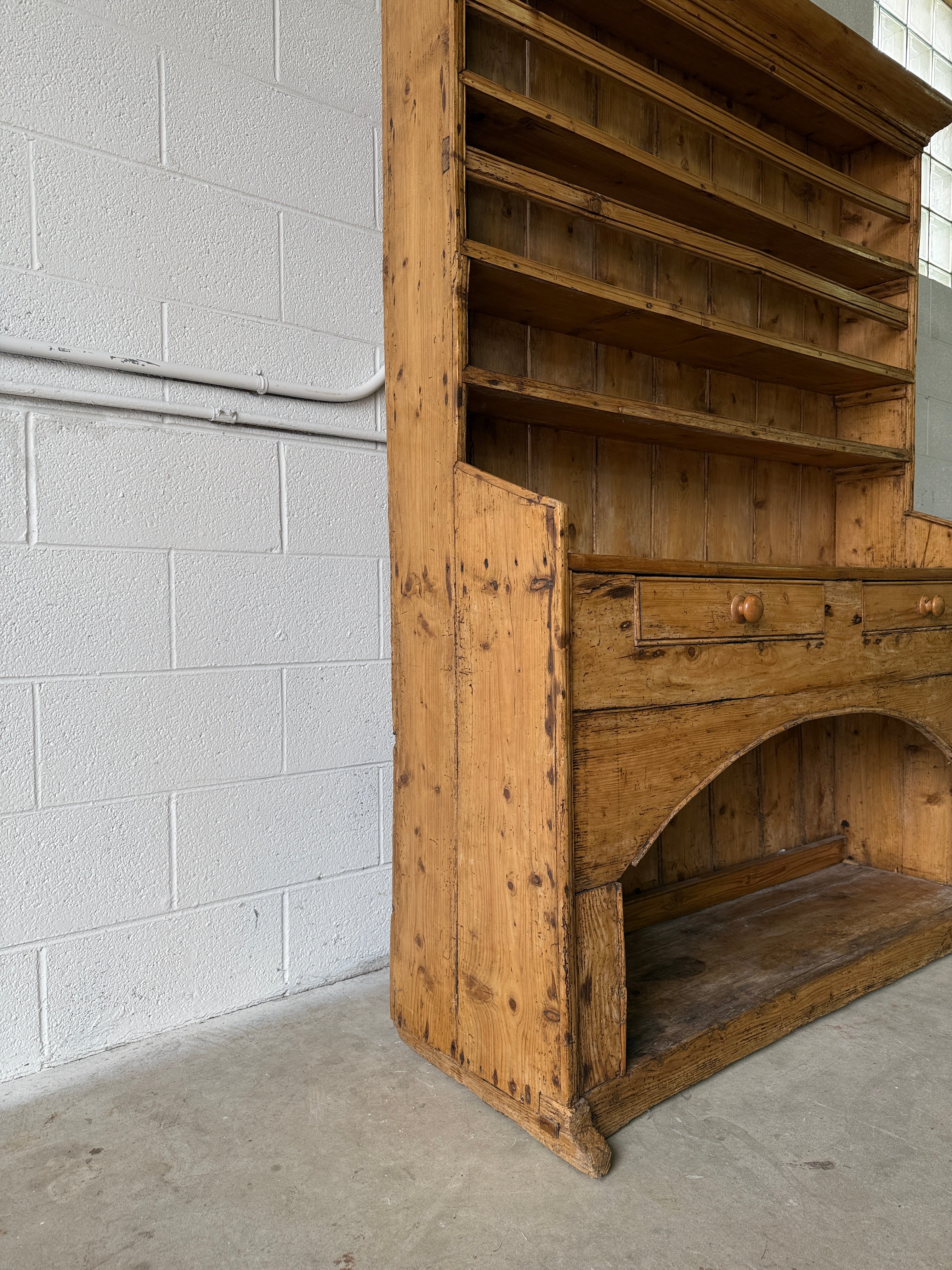 Antique Irish pine dog kennel kitchen dresser