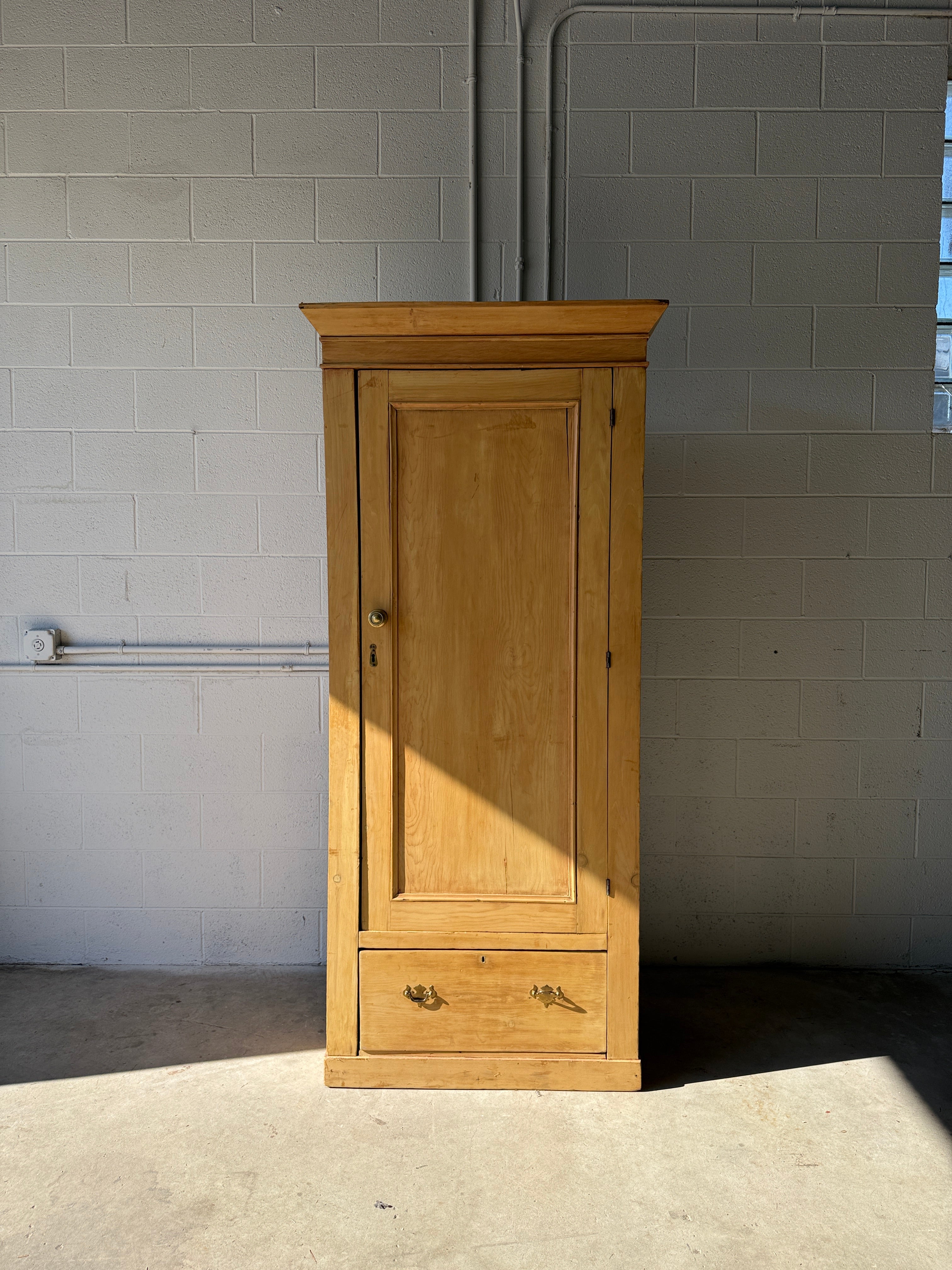 Antique pine single door wardrobe