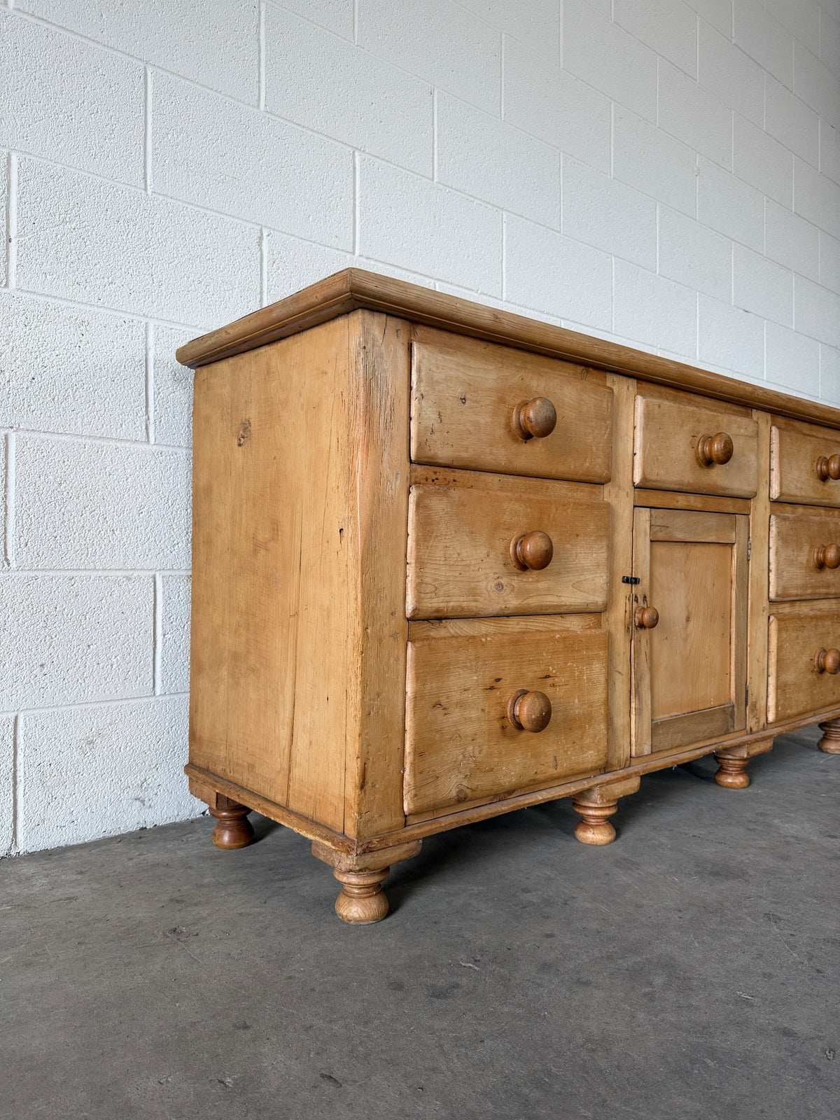 Classic English Pine Sideboard with Central Cupboard
