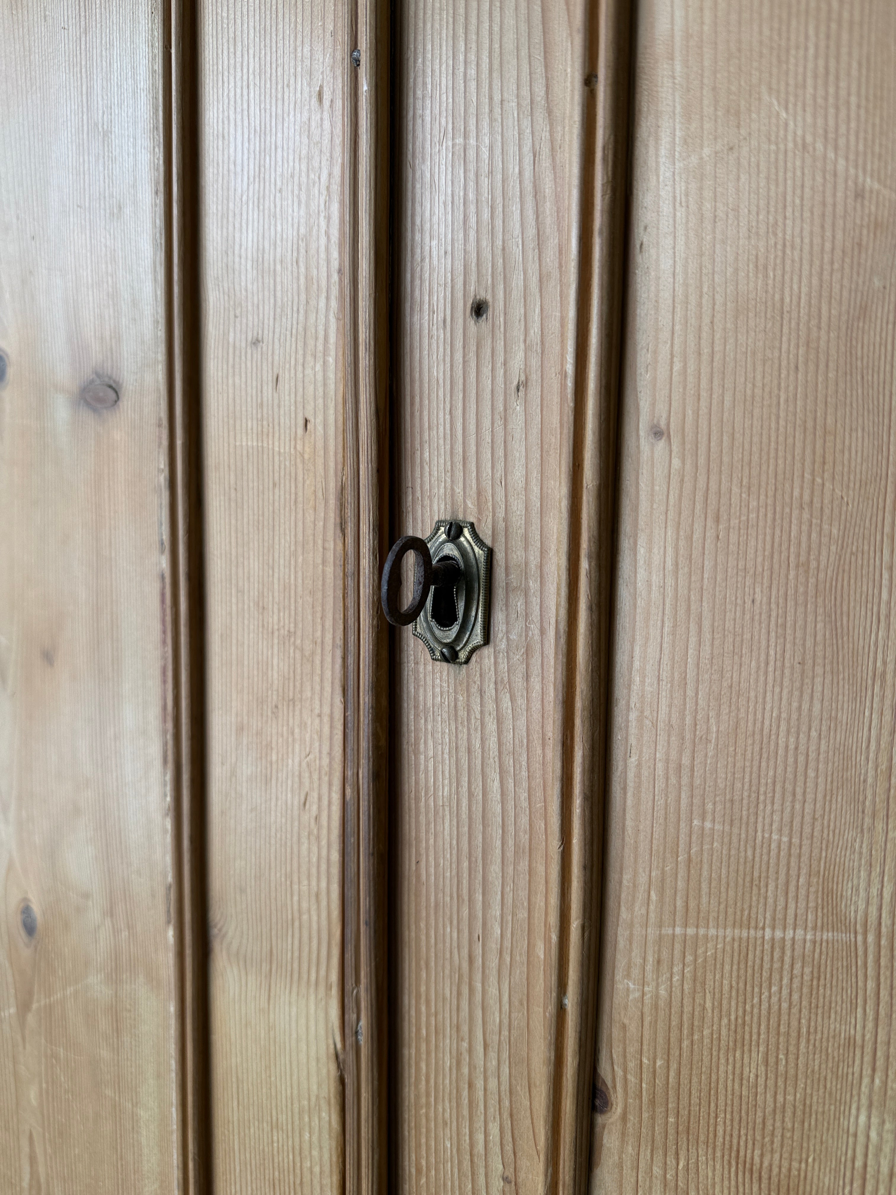 Antique pine linen press with working key