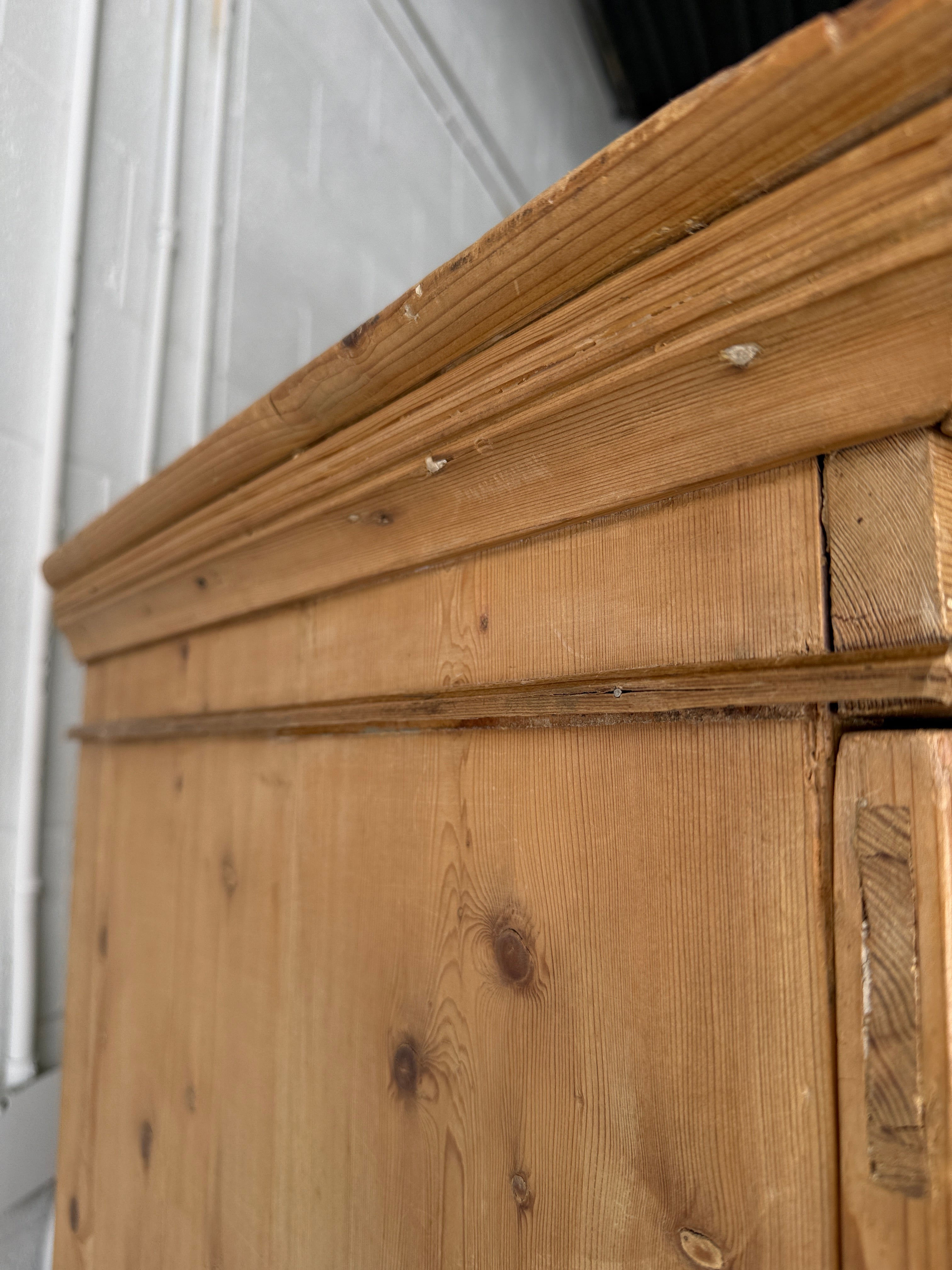 Antique pine linen press with working key