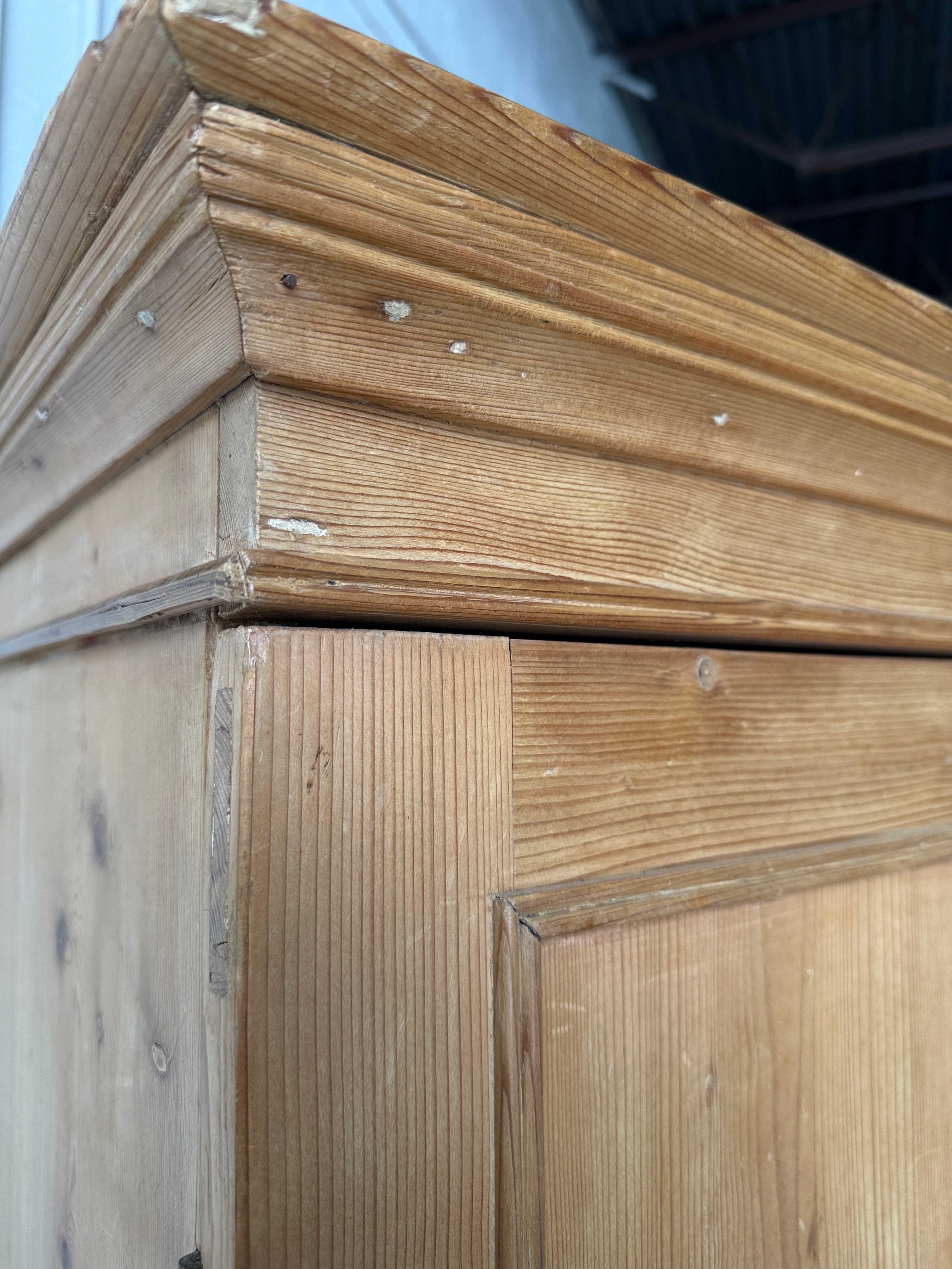 Antique pine linen press with working key