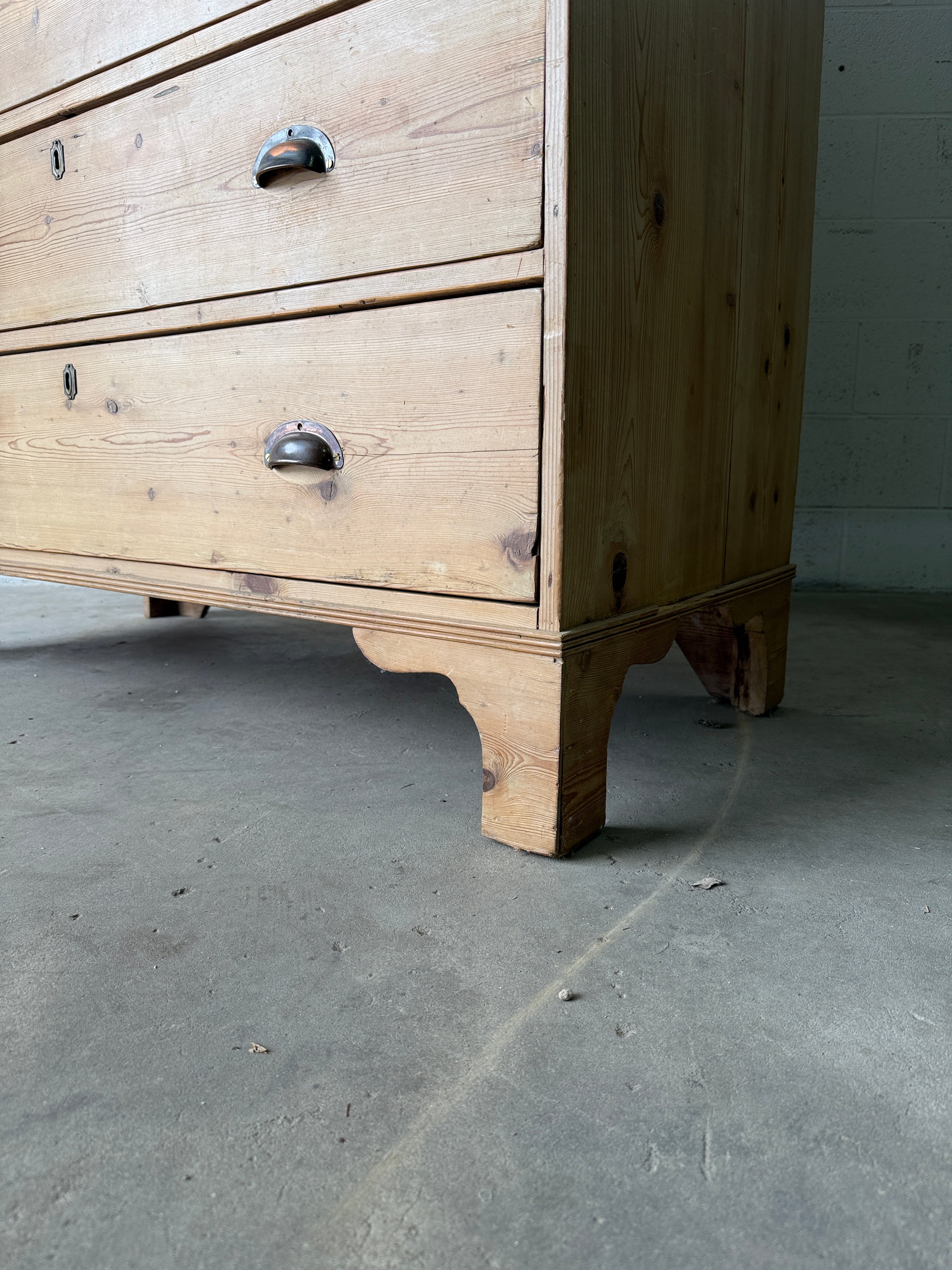 Antique pine linen press with working key