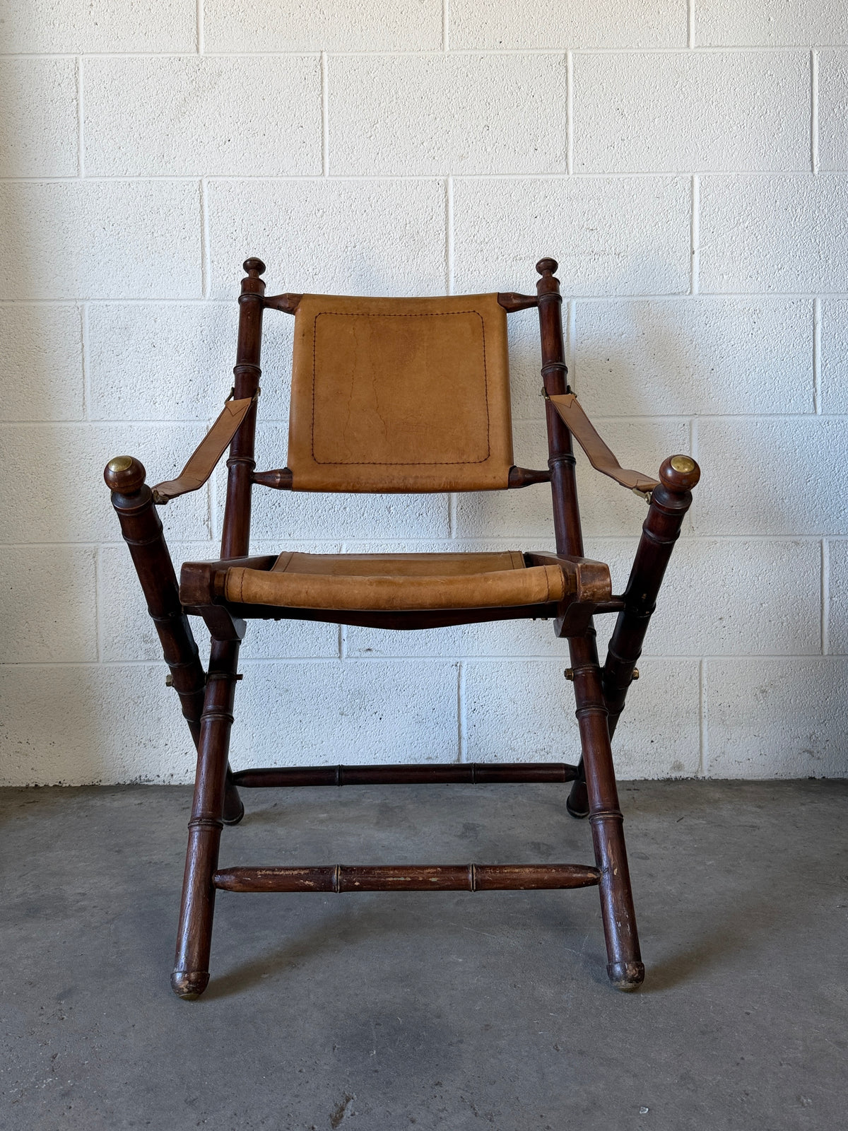 Vintage leather folding chair