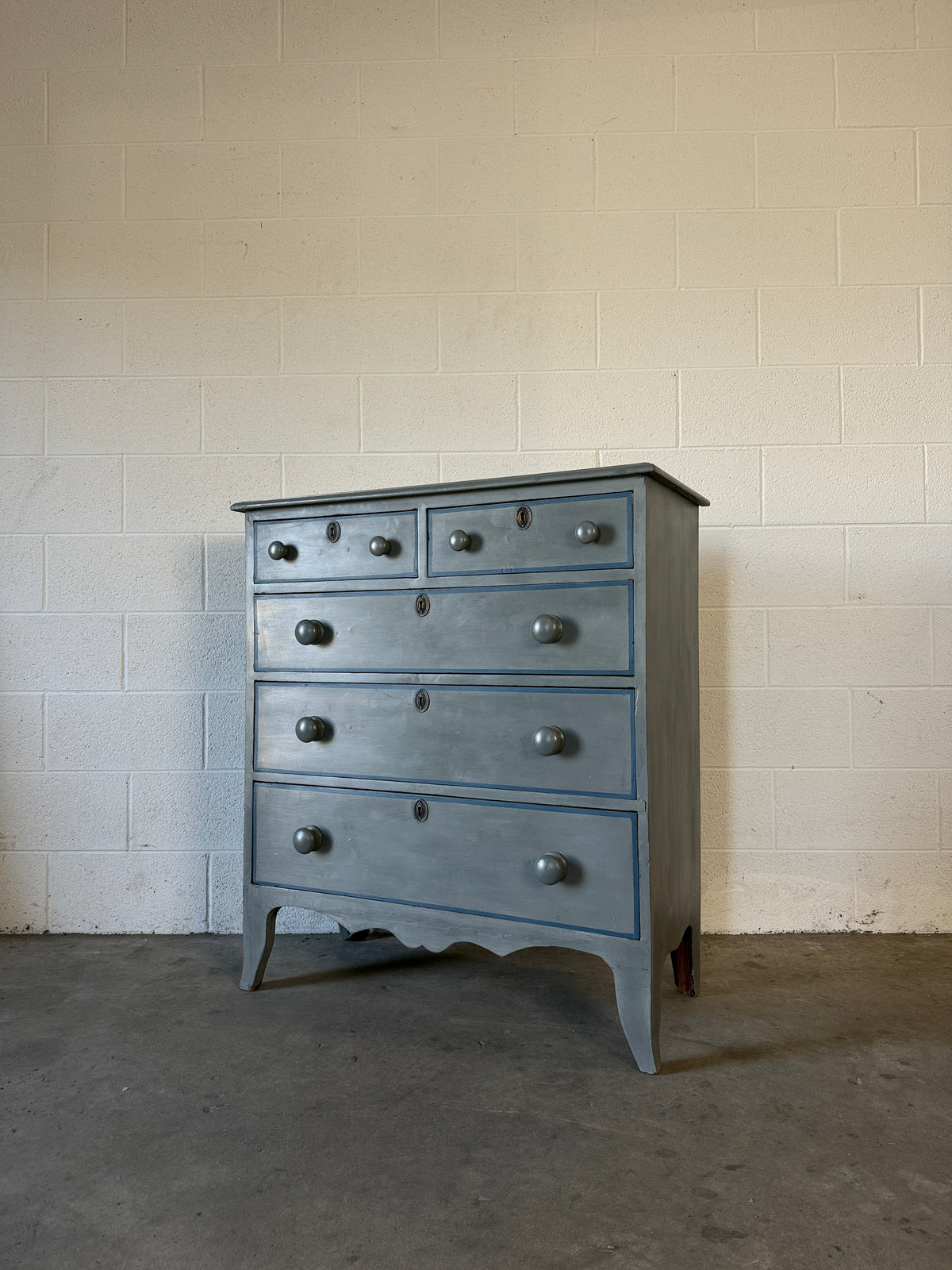 Antique drawers painted blue