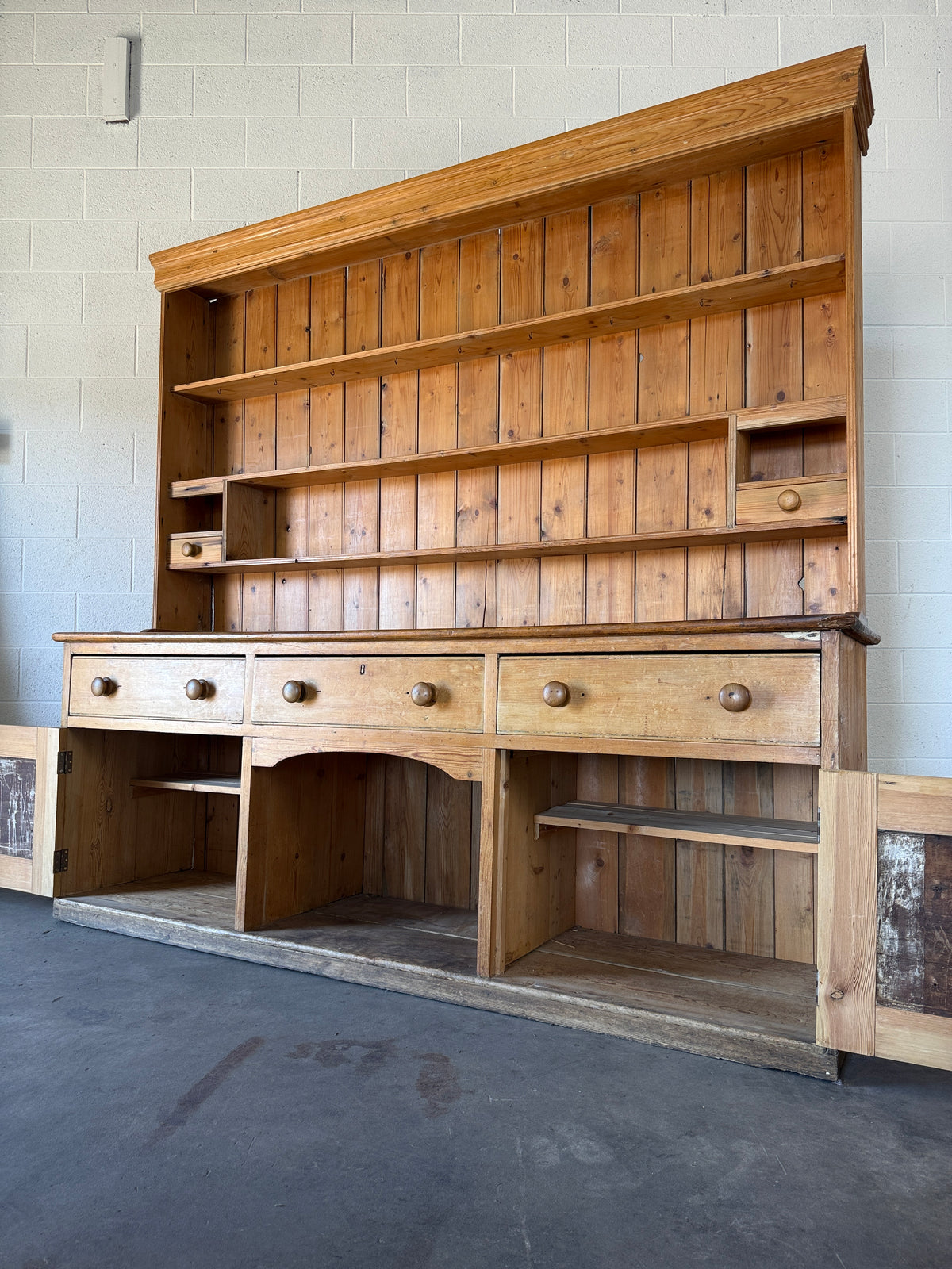 Large dog kennel antique pine kitchen dresser